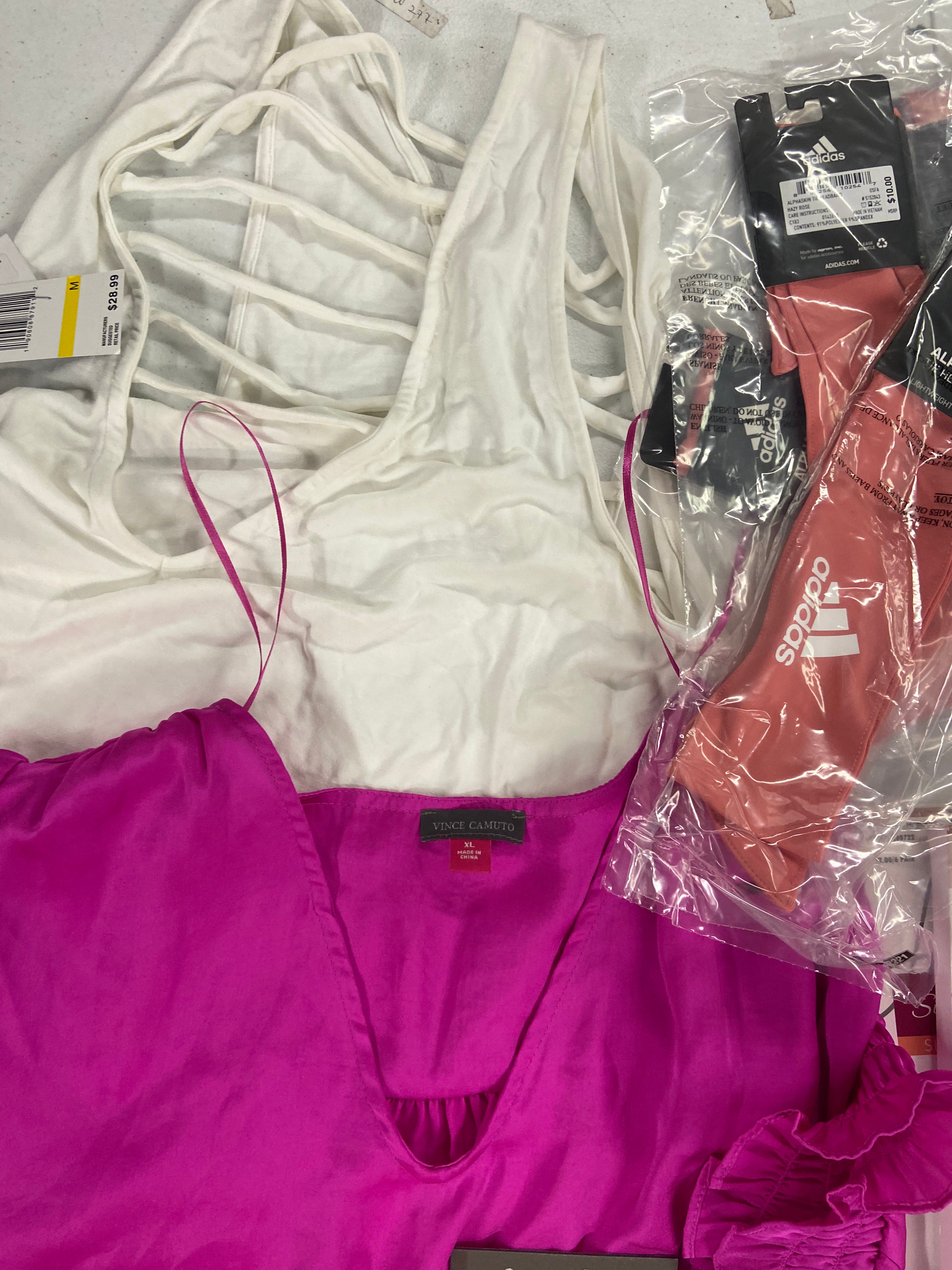Women's Clothing & Accessories Wholesale Lot, THE SAK, NIKE, ADIDAS, POLO RALPH LAUREN, COR, NINE WEST, FREE PEOPLE, HANES and more, 27 items, Shelf Pulls, MSRP $887