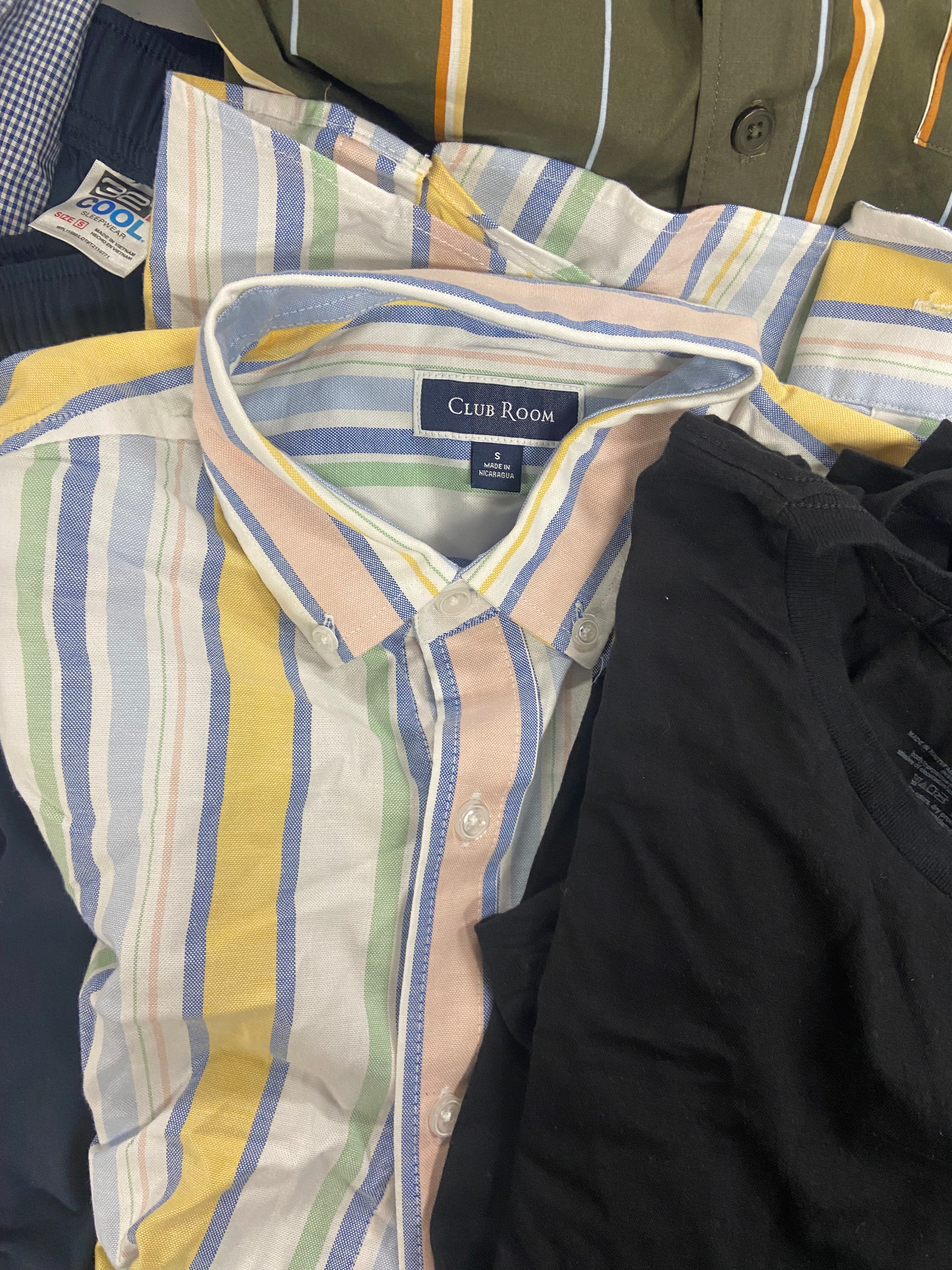 Men's Clothing Button-Down Shirts & Others, Wholesale Lot, TOMMY BAHAMA, CALVIN KLEIN, THE MEN'S STORE, AND NOW THIS, CLUBROOM and more, 13 items, Shelf Pulls, MSRP $858