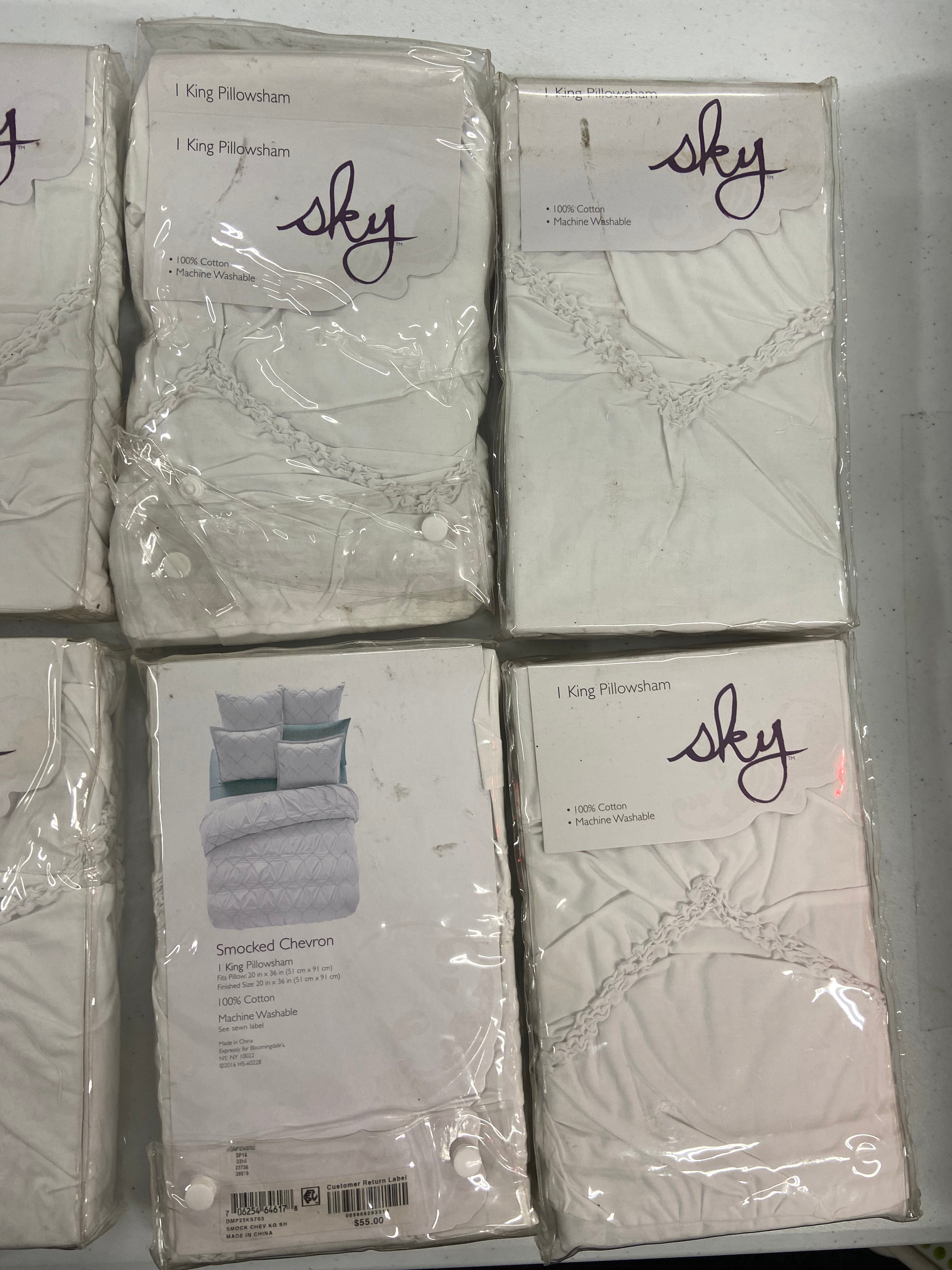 Sky Mock Shams Wholesale Lot, 11 items, Shelf Pulls, MSRP $605