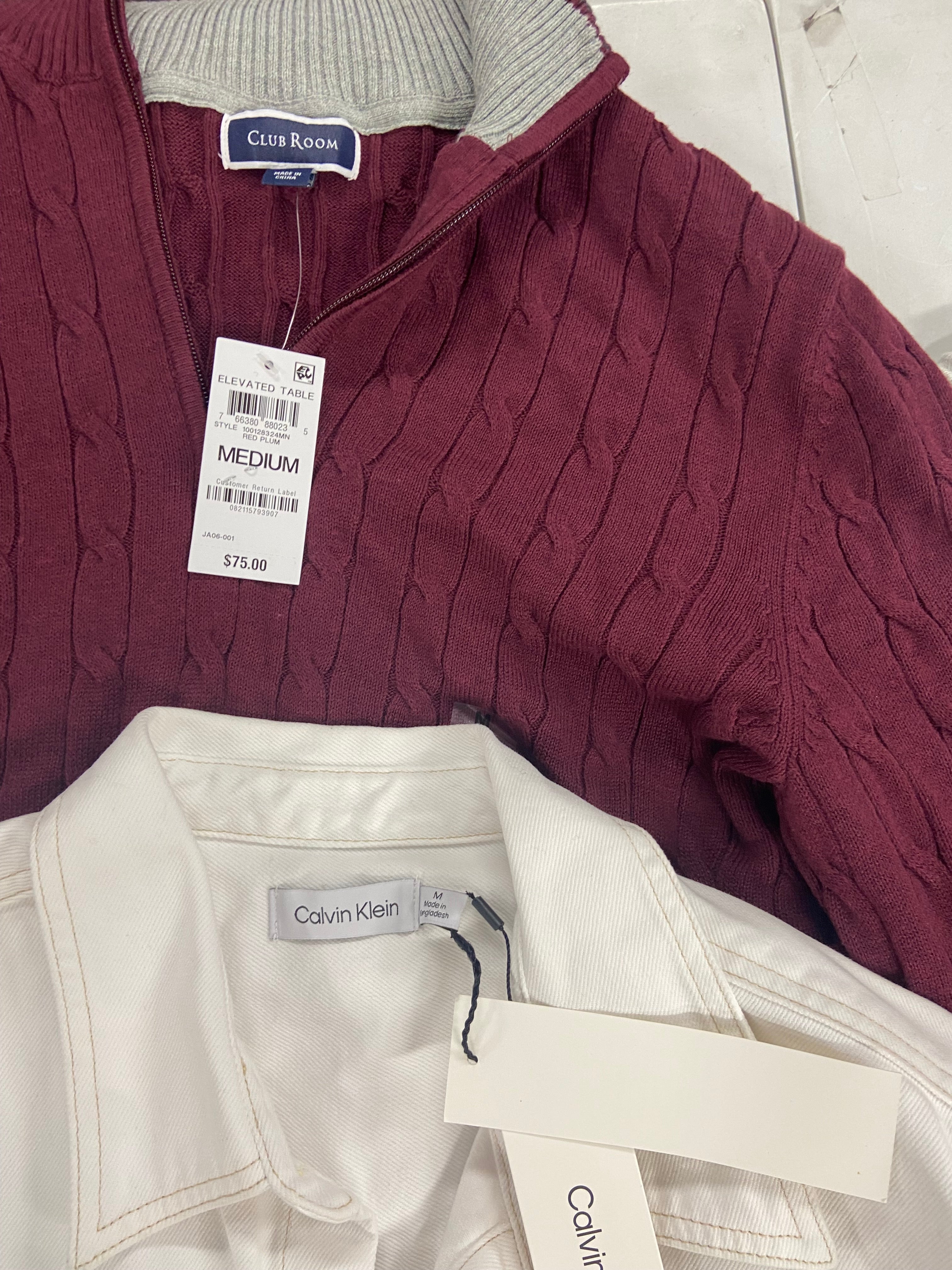 Men's Clothing ASSORTED Wholesale Lot, POLO RALPH LAUREN, CALVIN KLEIN, CLUB ROOM and more, 7 items, Shelf Pulls, MSRP $524