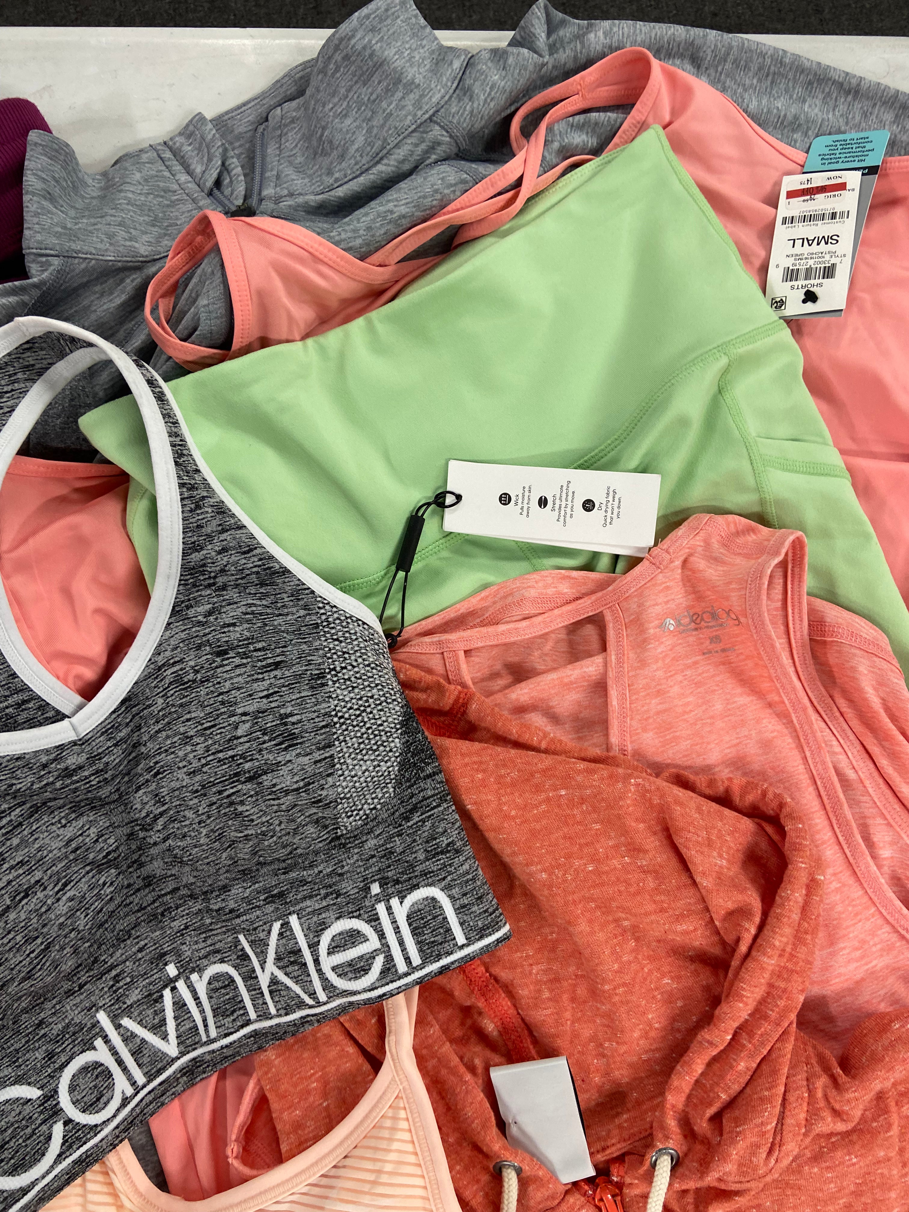 Women's Activewear Clothing Assorted Wholesale Lot, NIKE, CALVIN KLEIN, RONHILL and more, 19 items, Shelf Pulls, MSRP $726