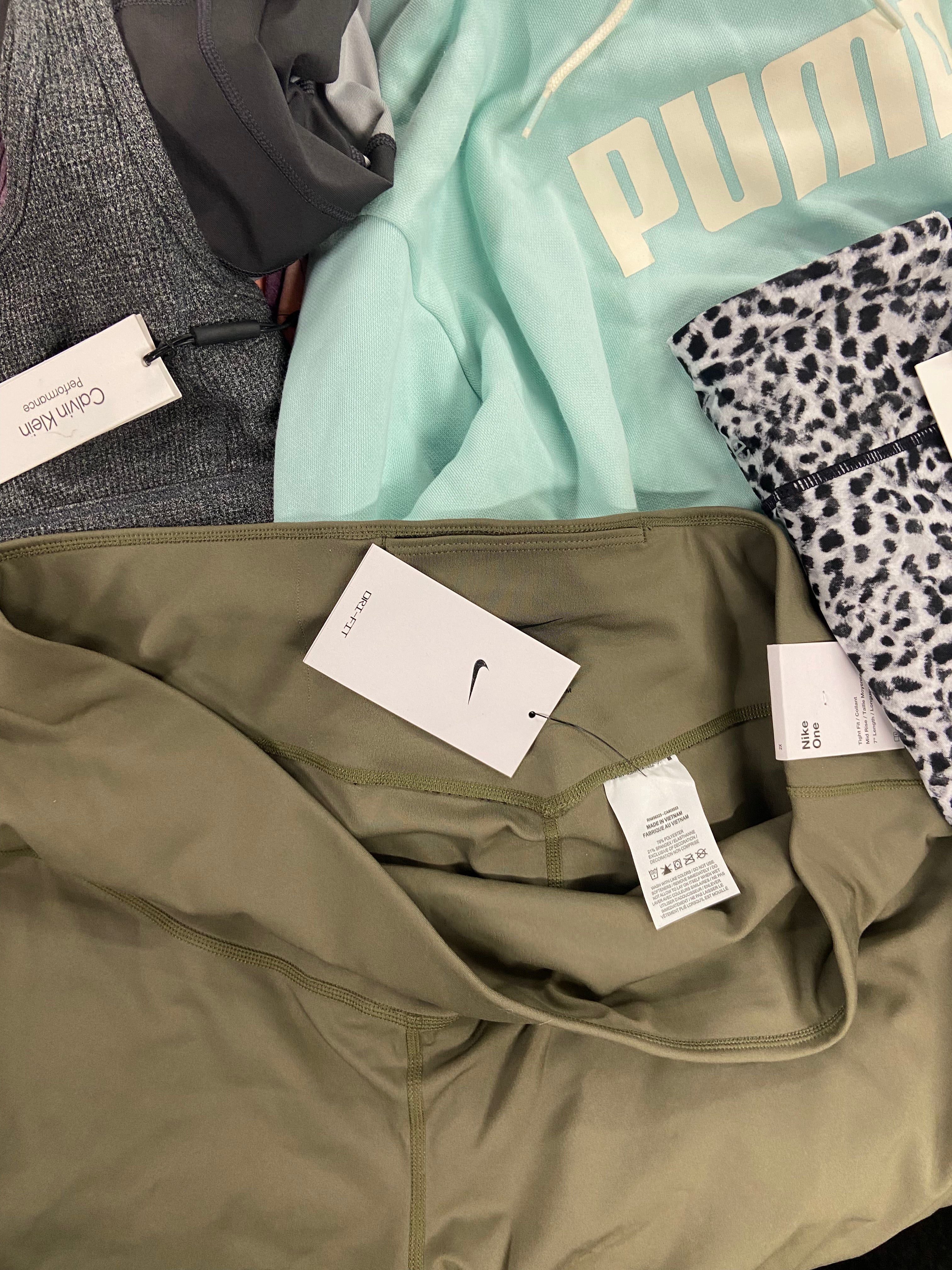 Women's Clothing Activewear Wholesale Lot, PUMA, UNDER ARMOUR, ADIDAS, NIKE, CALVIN KLEIN, 27 items, Shelf Pulls, MSRP $826