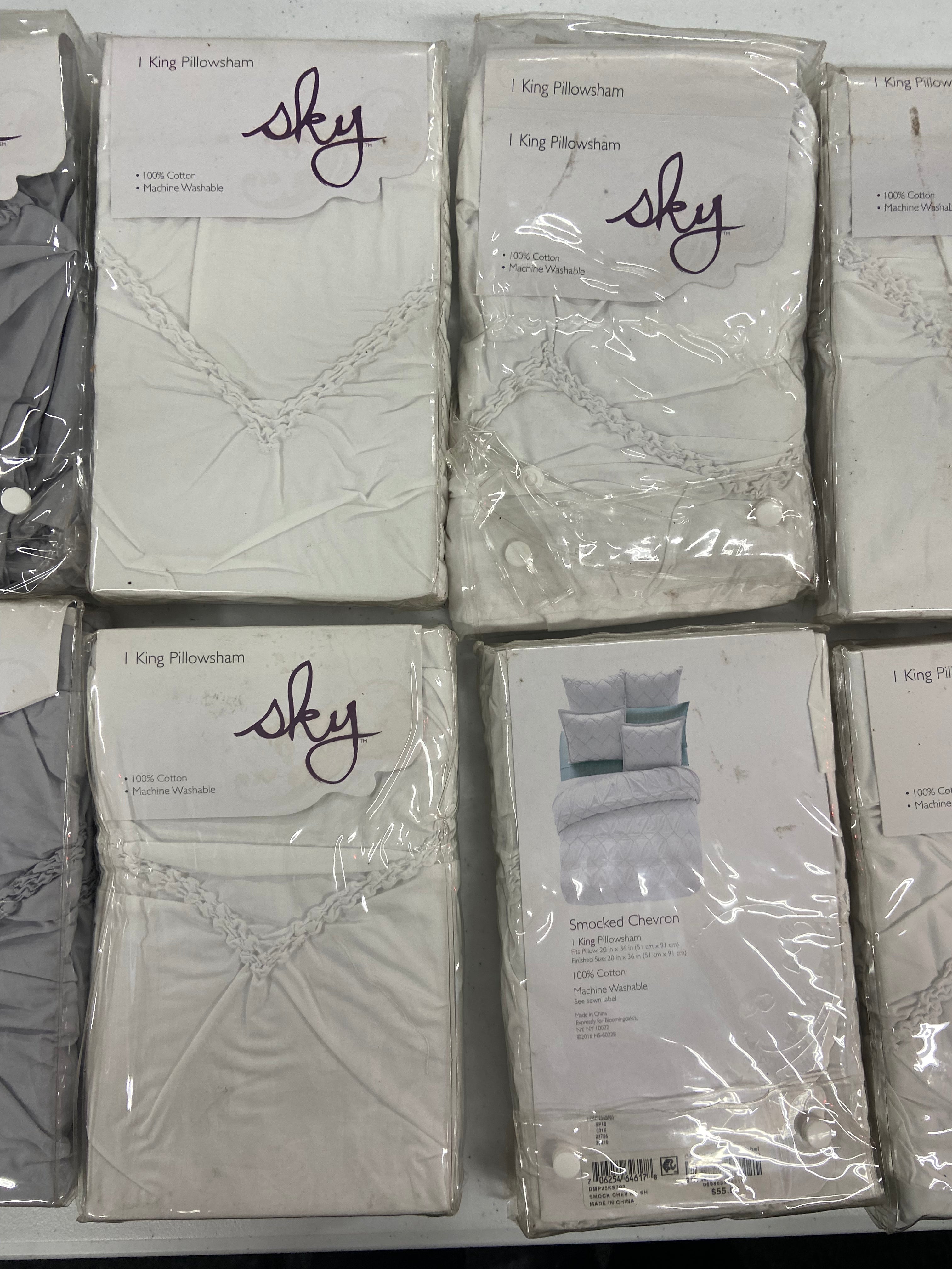 Sky Mock Shams Wholesale Lot, 11 items, Shelf Pulls, MSRP $605
