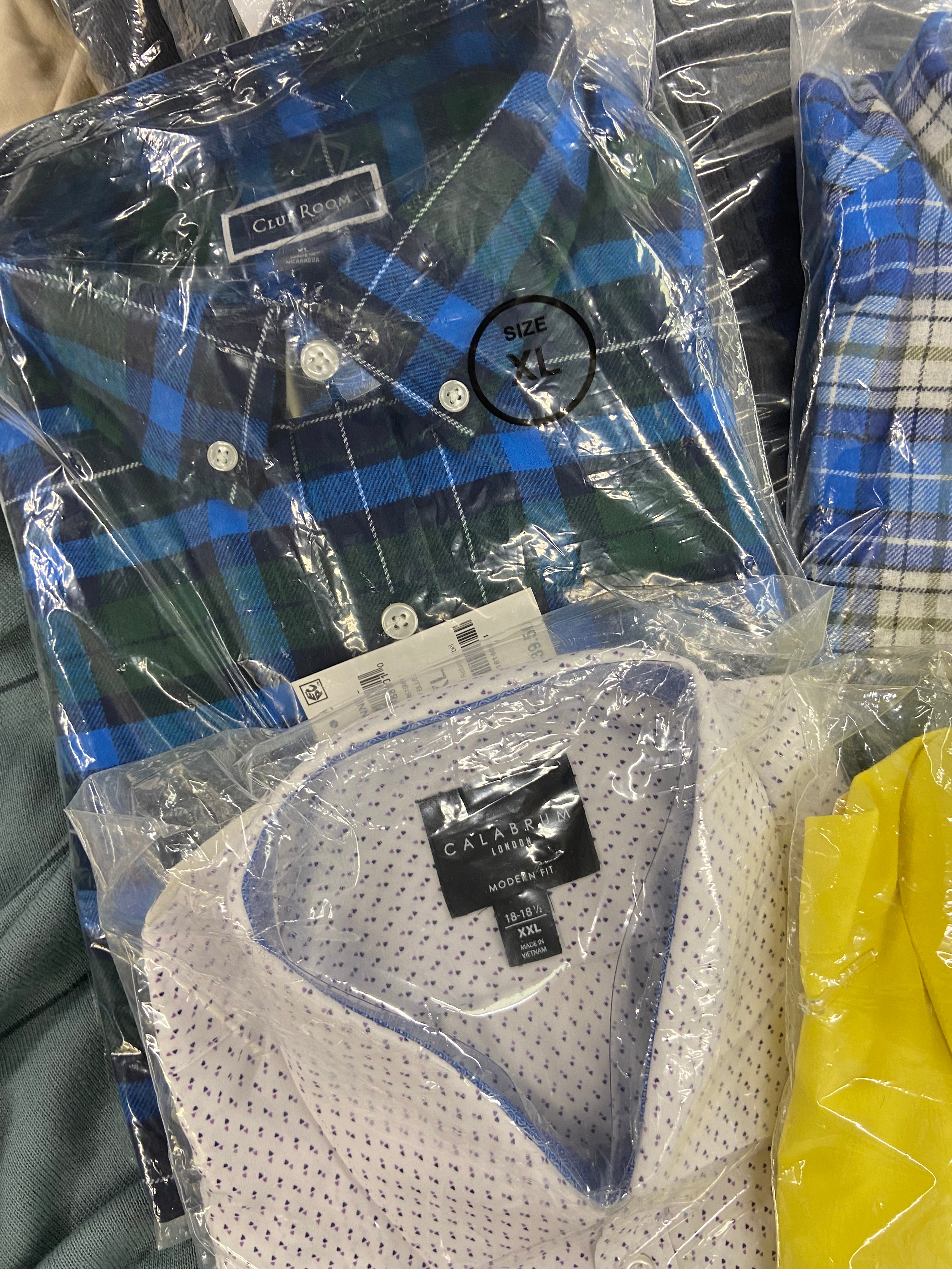 Men's Clothing Sweaters, Button-down Shirts & Others Wholesale Lot, CALVIN KLEIN, PENDLETON, CALABRUM, CLUB ROOM, and more, 15 items, Shelf Pulls, MSRP $859