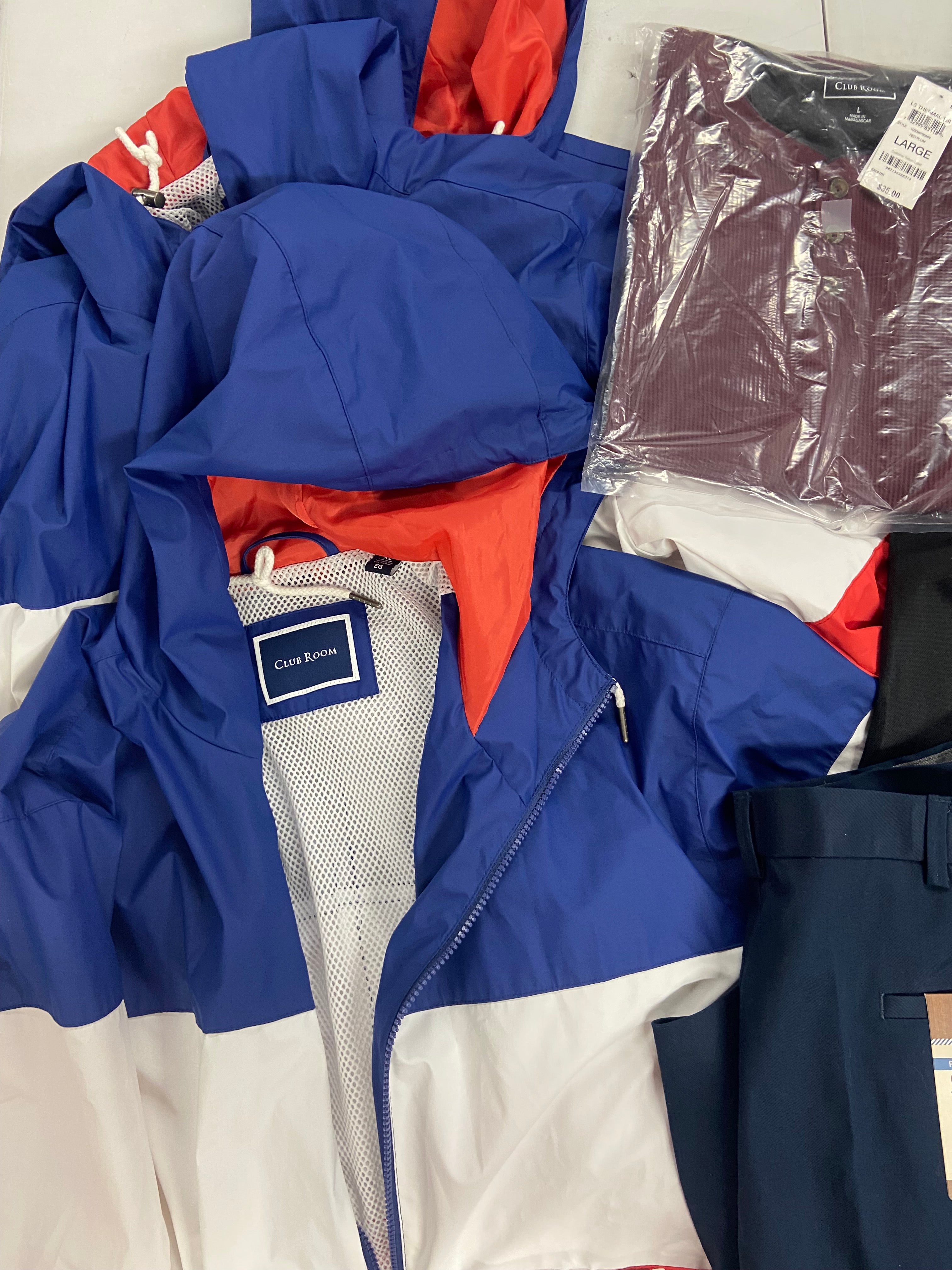 Men's Clothing Underwear, Jackets and more Wholesale Lot, HUGO BOSS HUGO, HAGGAR, NAUTICA, CATERPILLAR and more, 9 items, Shelf Pulls, MSRP $730