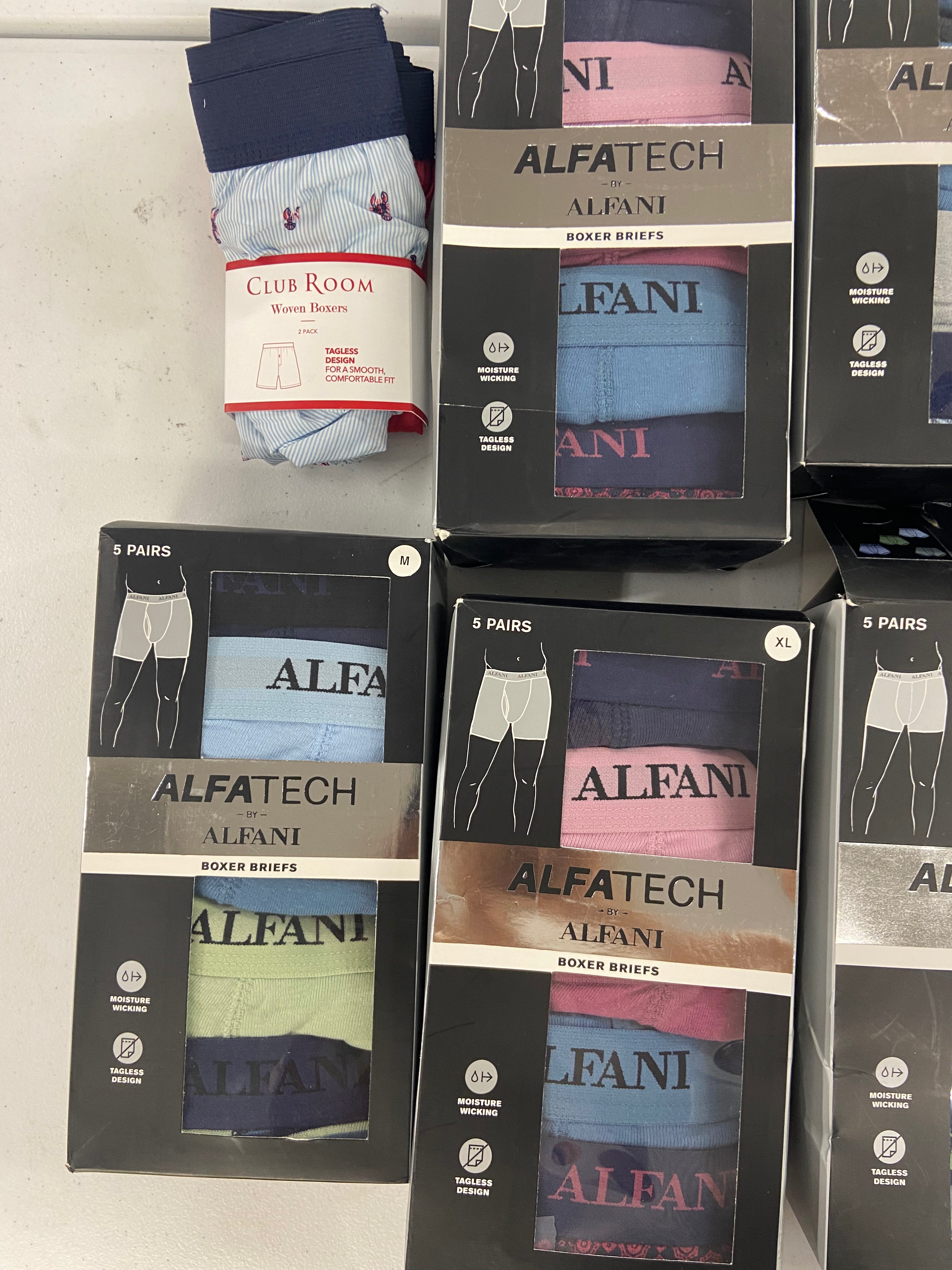 Men's Underwear Wholesale Lot, CLUB ROOM, ALFANI 8 items, Shelf Pulls, MSRP $370