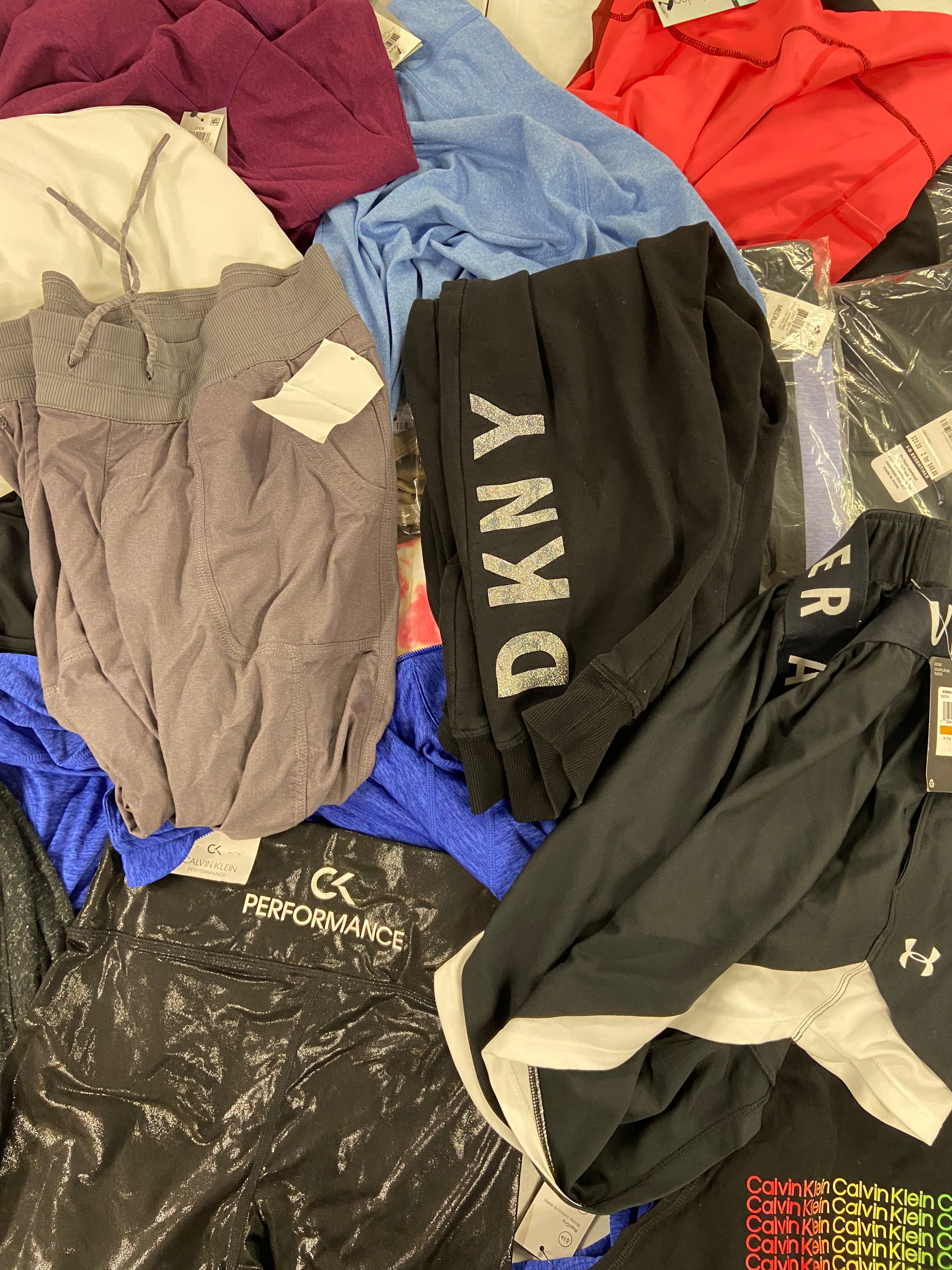 Women's Clothing Sportswear Wholesale Lot, THE NORTH FACE, UNDER ARMOUR, NIKE, CALVIN KLEIN, IDEOLOGY, 23 items, Shelf Pulls, MSRP $820