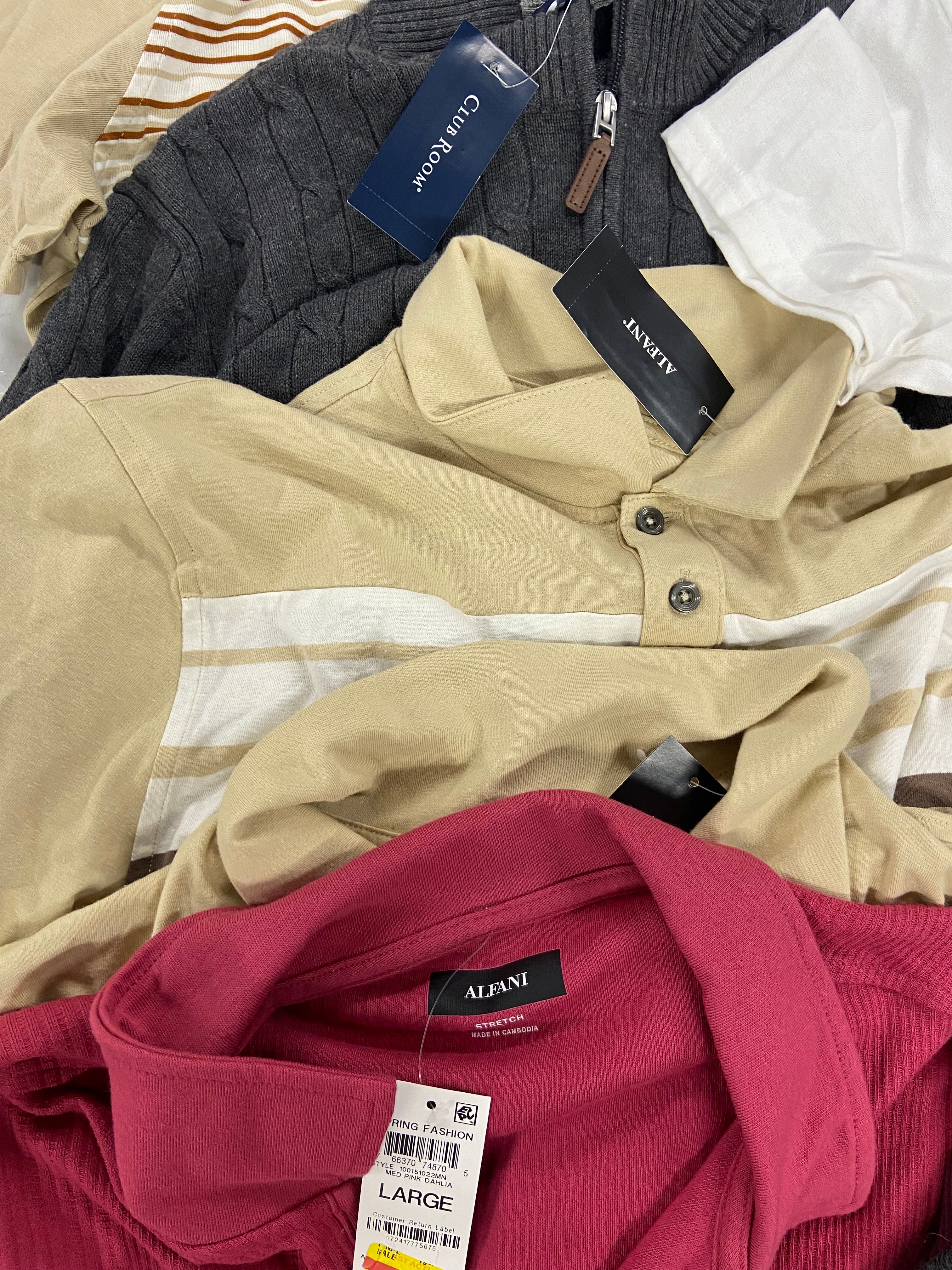 Men's Clothing Tops, CLUB ROOM, FEA MERCHANDISE, ALFANI, Wholesale Lot, 11 items, Shelf Pulls, MSRP $590