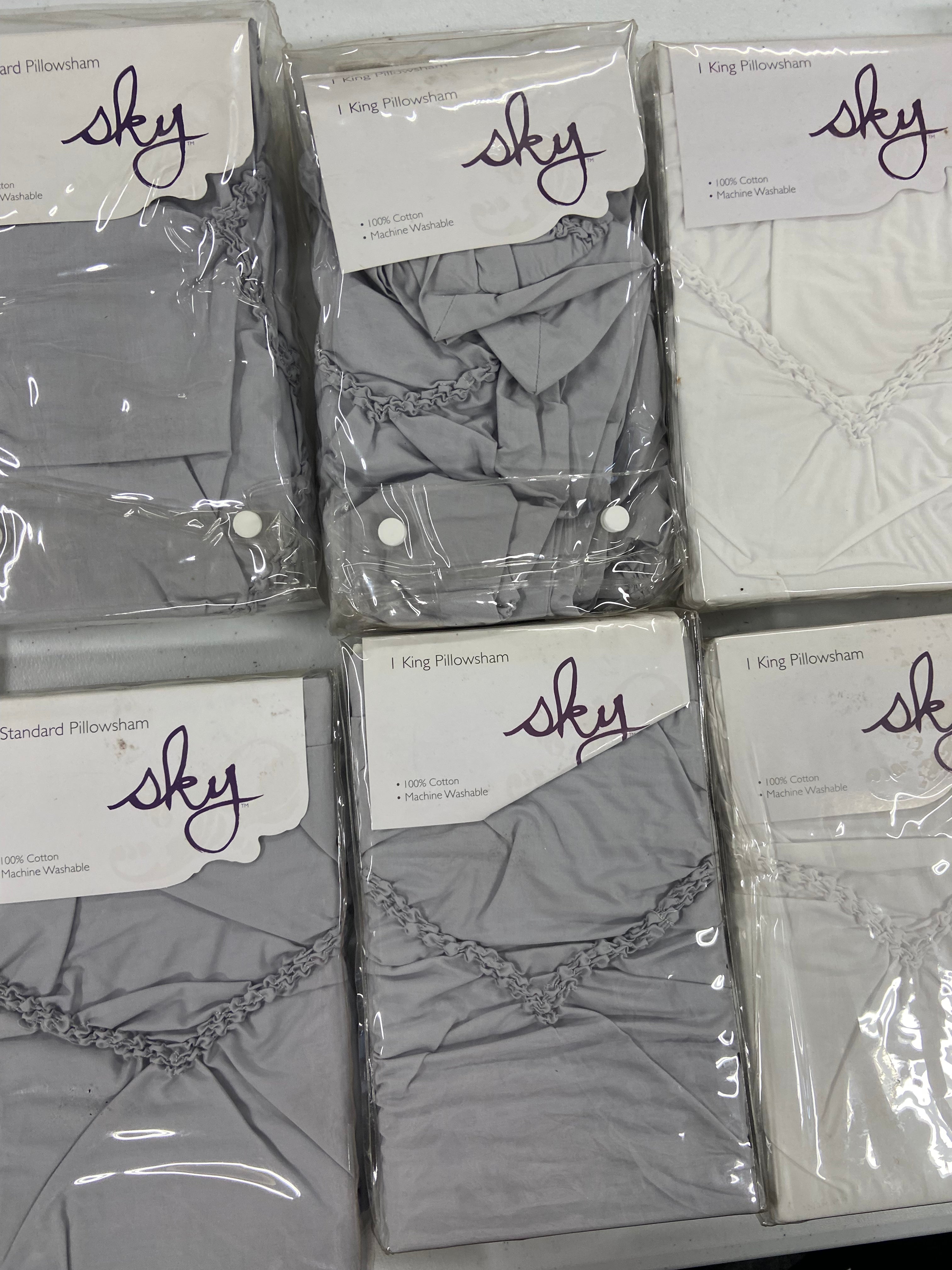 Sky Mock Shams Wholesale Lot, 11 items, Shelf Pulls, MSRP $605