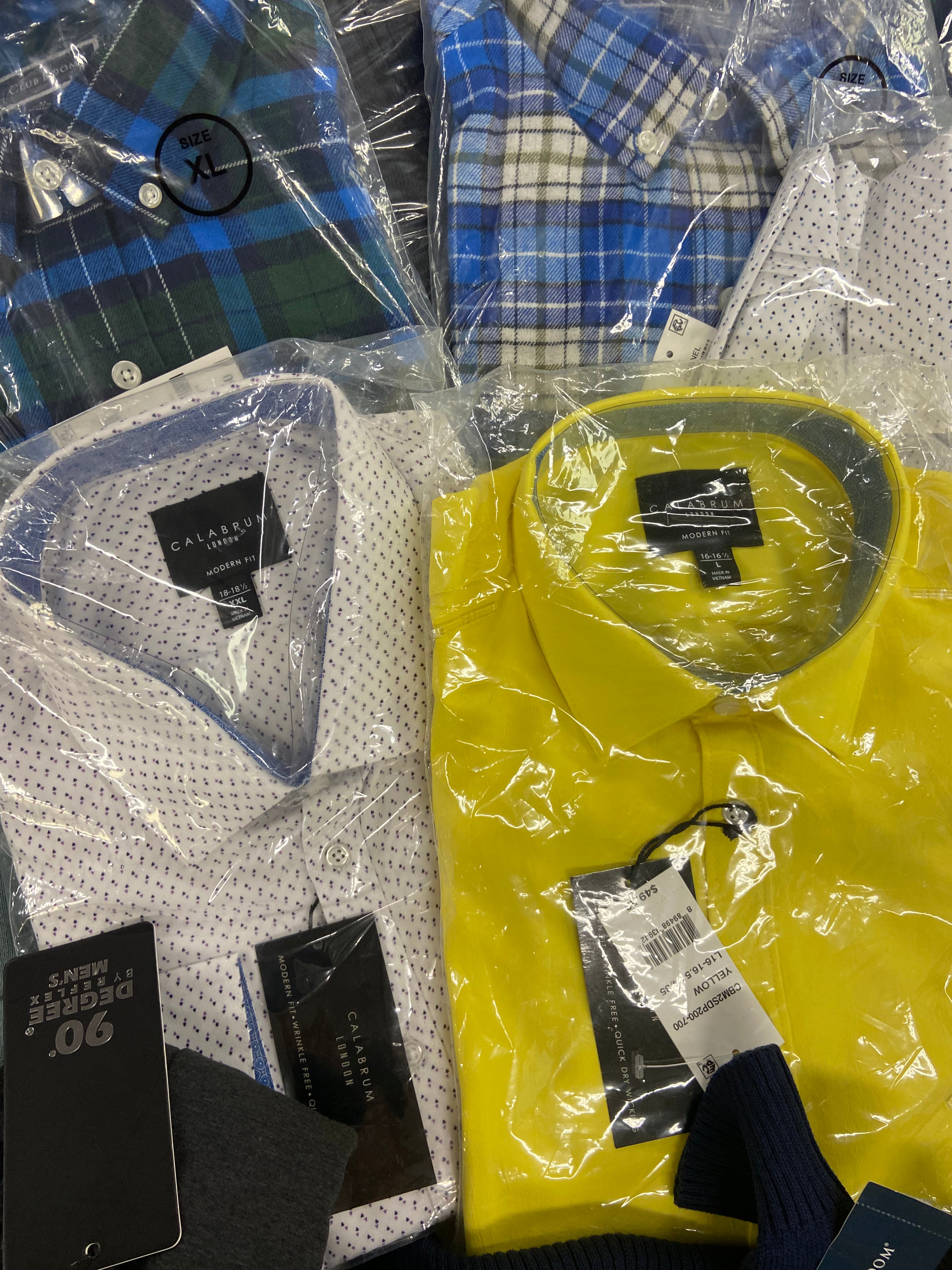 Men's Clothing Sweaters, Button-down Shirts & Others Wholesale Lot, CALVIN KLEIN, PENDLETON, CALABRUM, CLUB ROOM, and more, 15 items, Shelf Pulls, MSRP $859