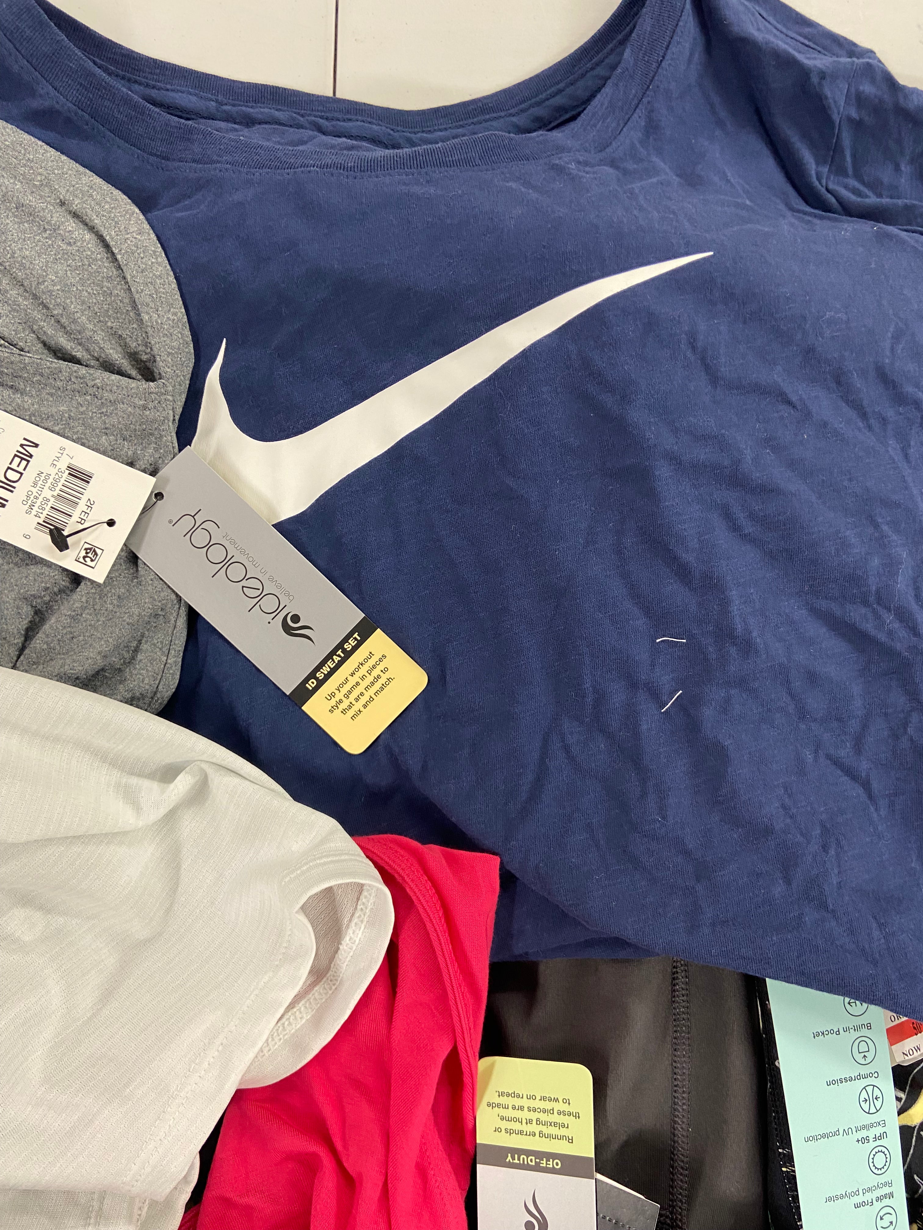 Women's Clothing Workout Outfits Wholesale Lot, NIKE, UNDER ARMOUR, CALVIN KLEIN, IDEOLOGY,  20 items, Shelf Pulls, MSRP $692