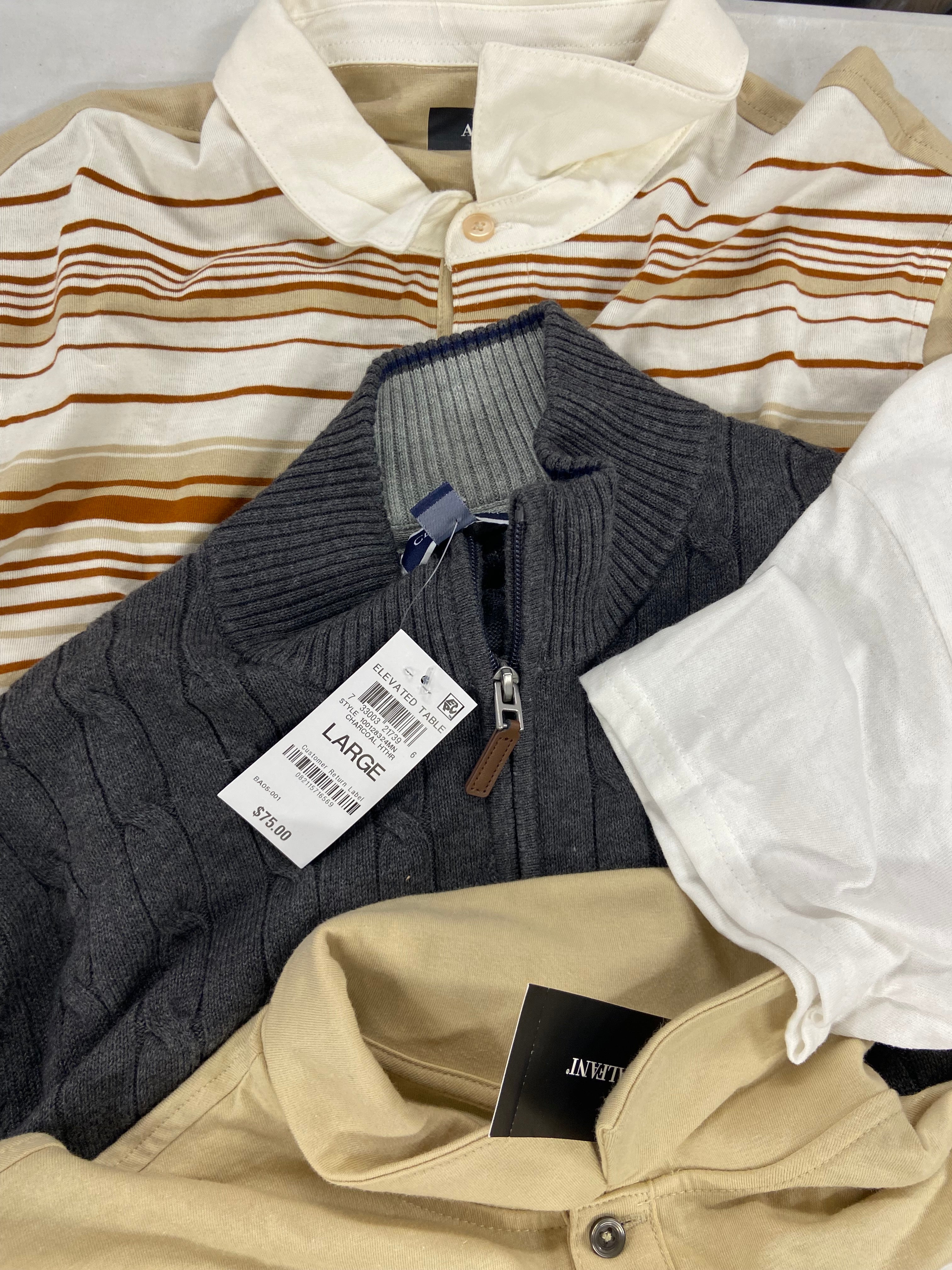 Men's Clothing Tops, CLUB ROOM, FEA MERCHANDISE, ALFANI, Wholesale Lot, 11 items, Shelf Pulls, MSRP $590