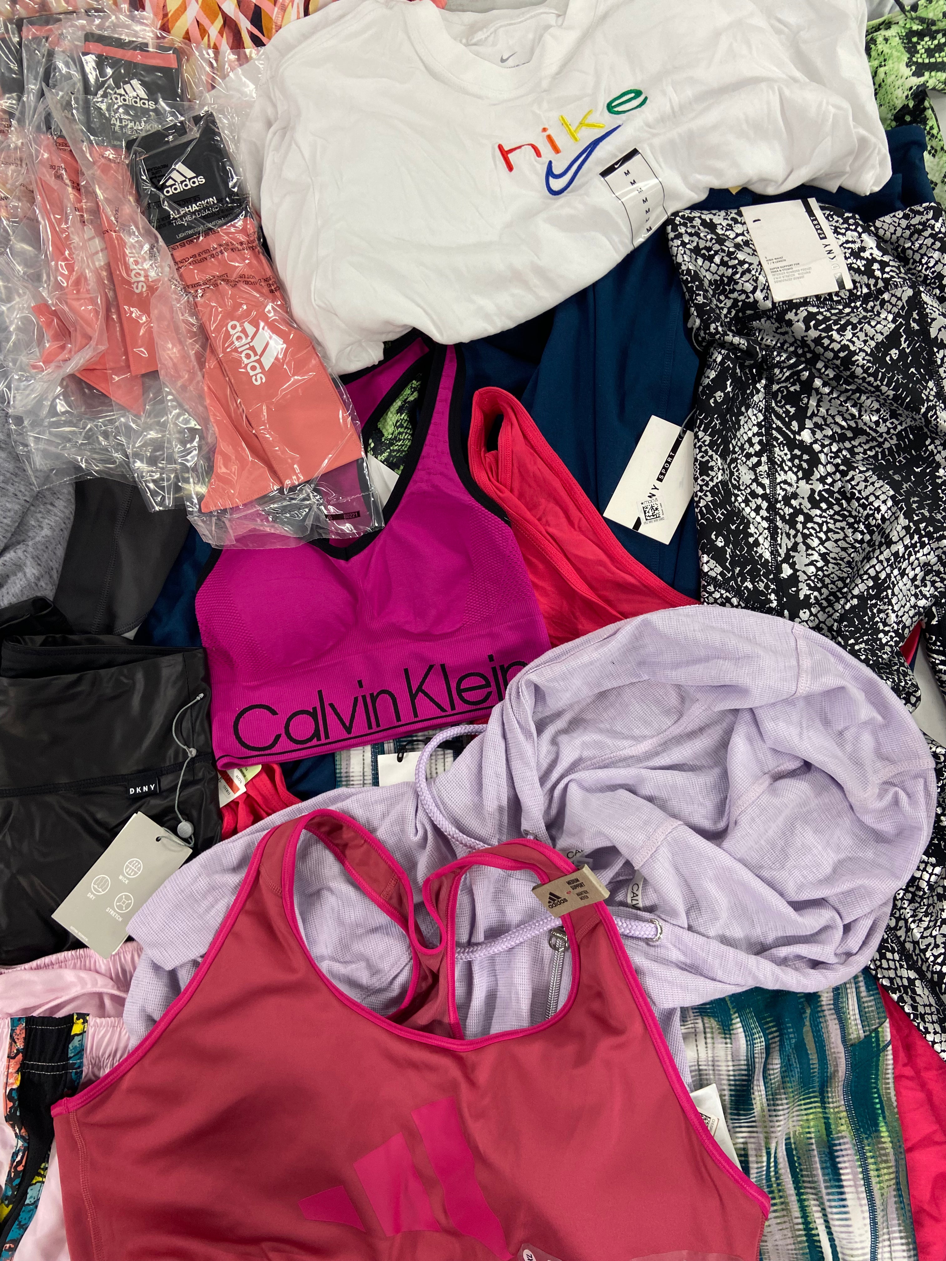 Women's Clothing Activewear Wholesale Lot, NIKE, UNDER ARMOUR, ADIDAS, CALVIN KLEIN and more,  29 items, Shelf Pulls, MSRP $931