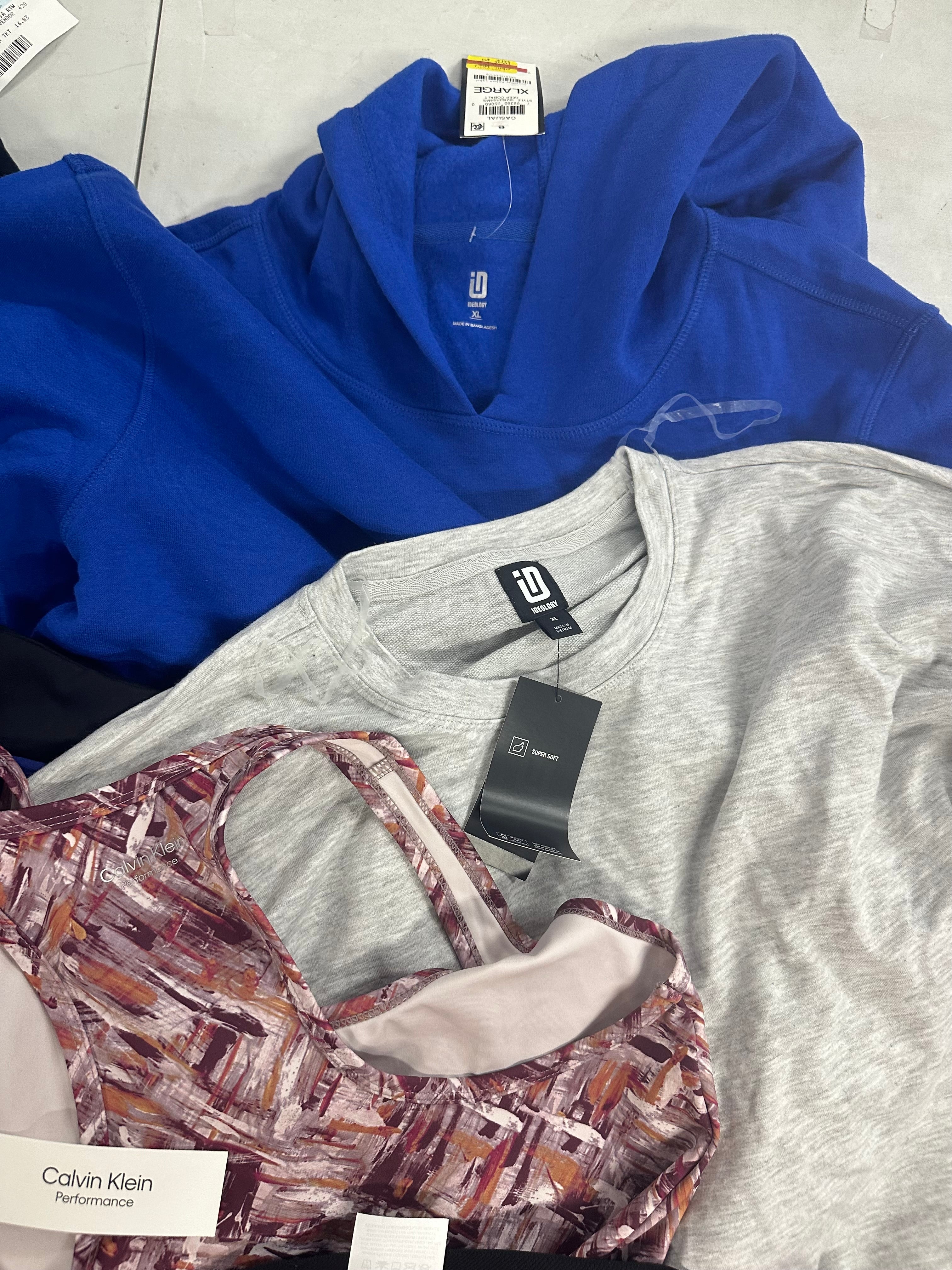 Women's Clothing Activewear Wholesale Lot, CALVIN KLEIN, COLUMBIA, NIKE, AMERICAN APPAREL and more, 11 items, Shelf Pulls, MSRP $432