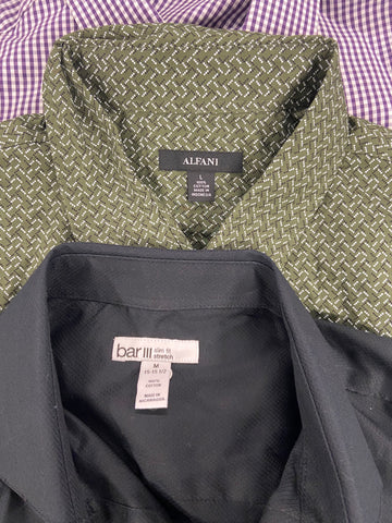 Men's Clothing Button Down Shirts & Other Tops Wholesale Lot, SUN + STONE, NICK GRAHAM, CLUB ROOM, BAR III and more, 7 items, Shelf Pulls, MSRP $420