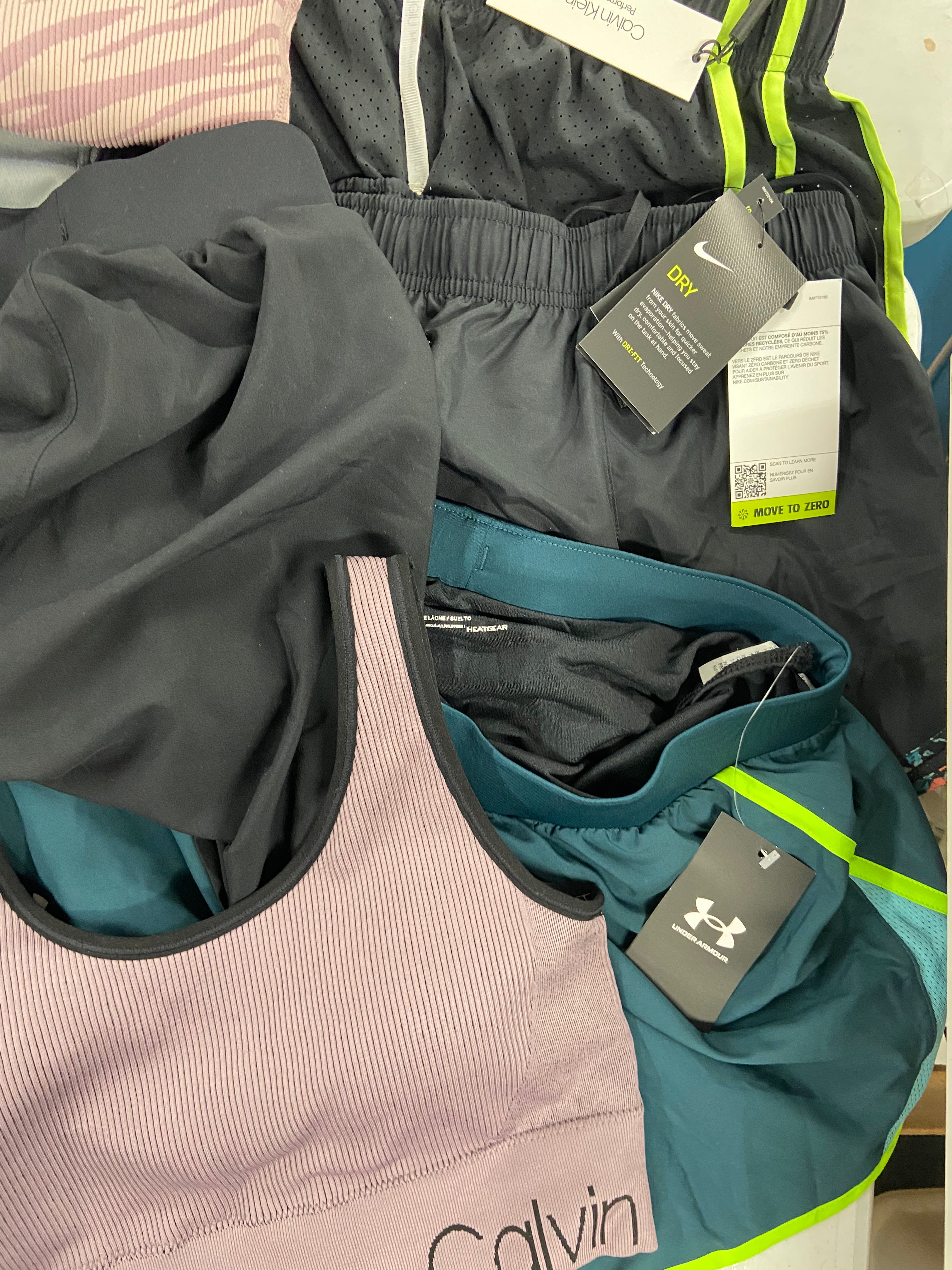 Women's Clothing Activewear Wholesale Lot, NIKE, UNDER ARMOUR, ADIDAS, CALVIN KLEIN, IDEOLOGY, 27 items, Shelf Pulls, MSRP $859