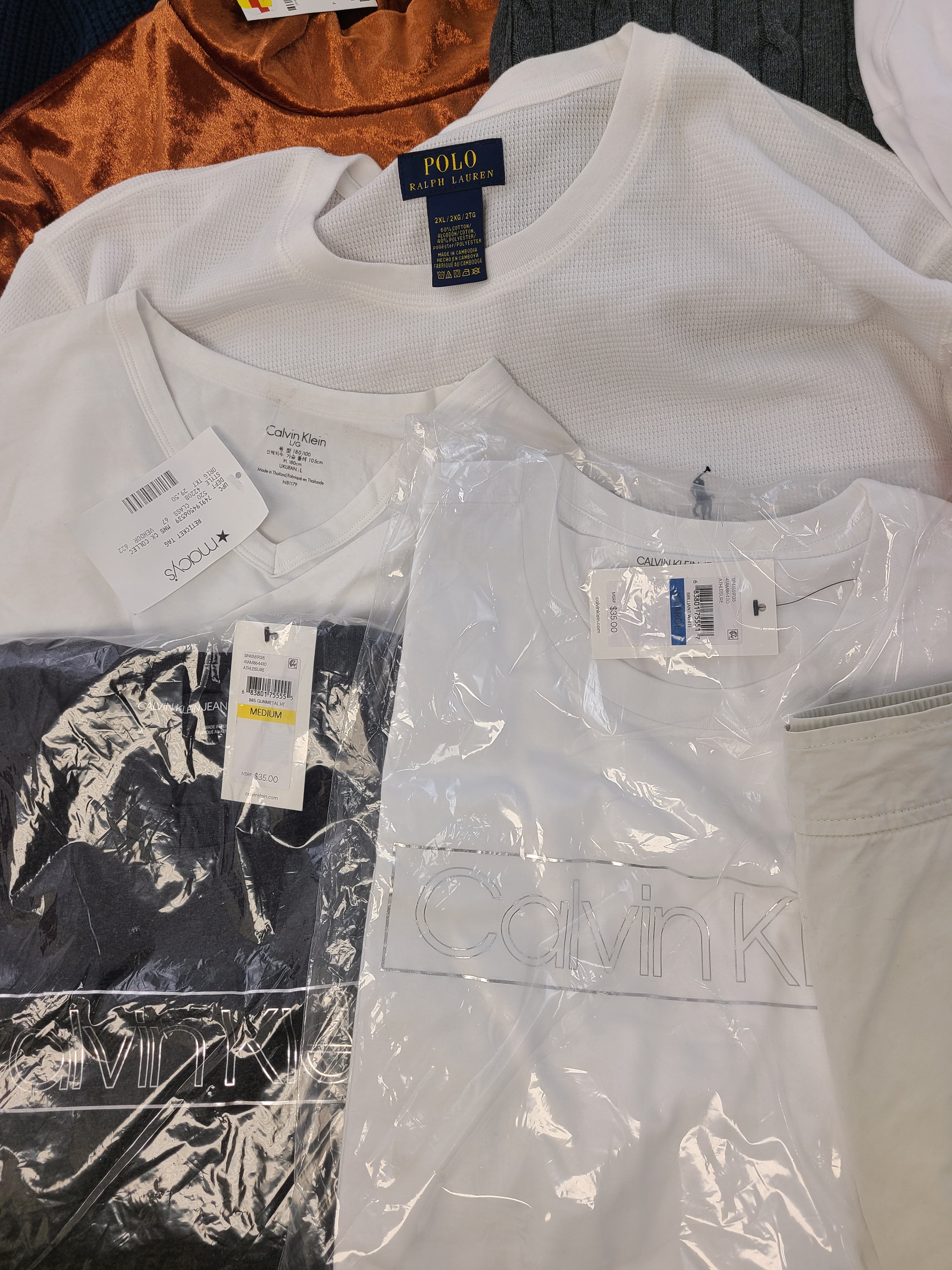 Men's Clothing Wholesale Lot POLO RALPH LAUREN, CALVIN KLEIN, DKNY, Tasso Elba, CLUB ROOM, ALFANI, IDEOLOGY and more, 25 Units, Shelf Pulls, MSRP $1,743