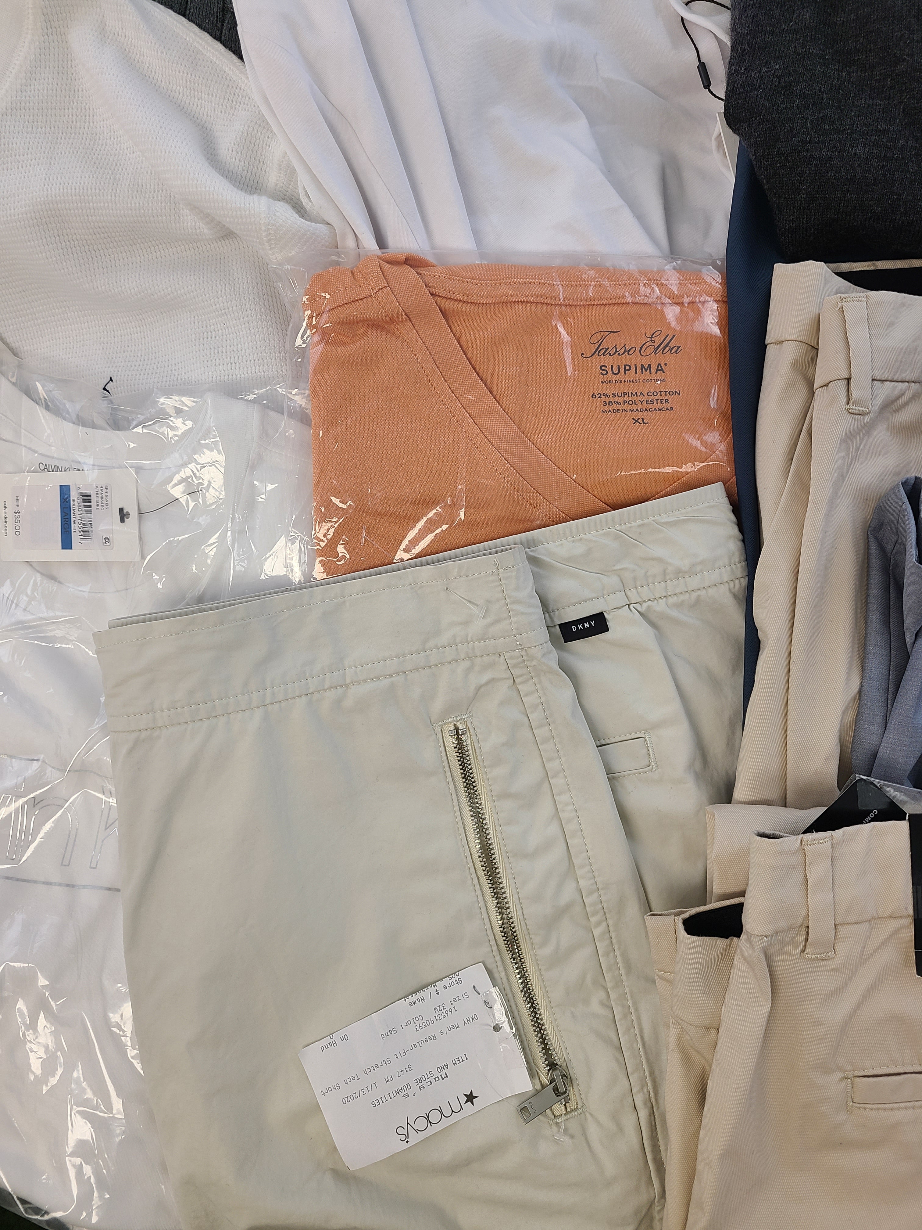 Men's Clothing Wholesale Lot POLO RALPH LAUREN, CALVIN KLEIN, DKNY, Tasso Elba, CLUB ROOM, ALFANI, IDEOLOGY and more, 25 Units, Shelf Pulls, MSRP $1,743