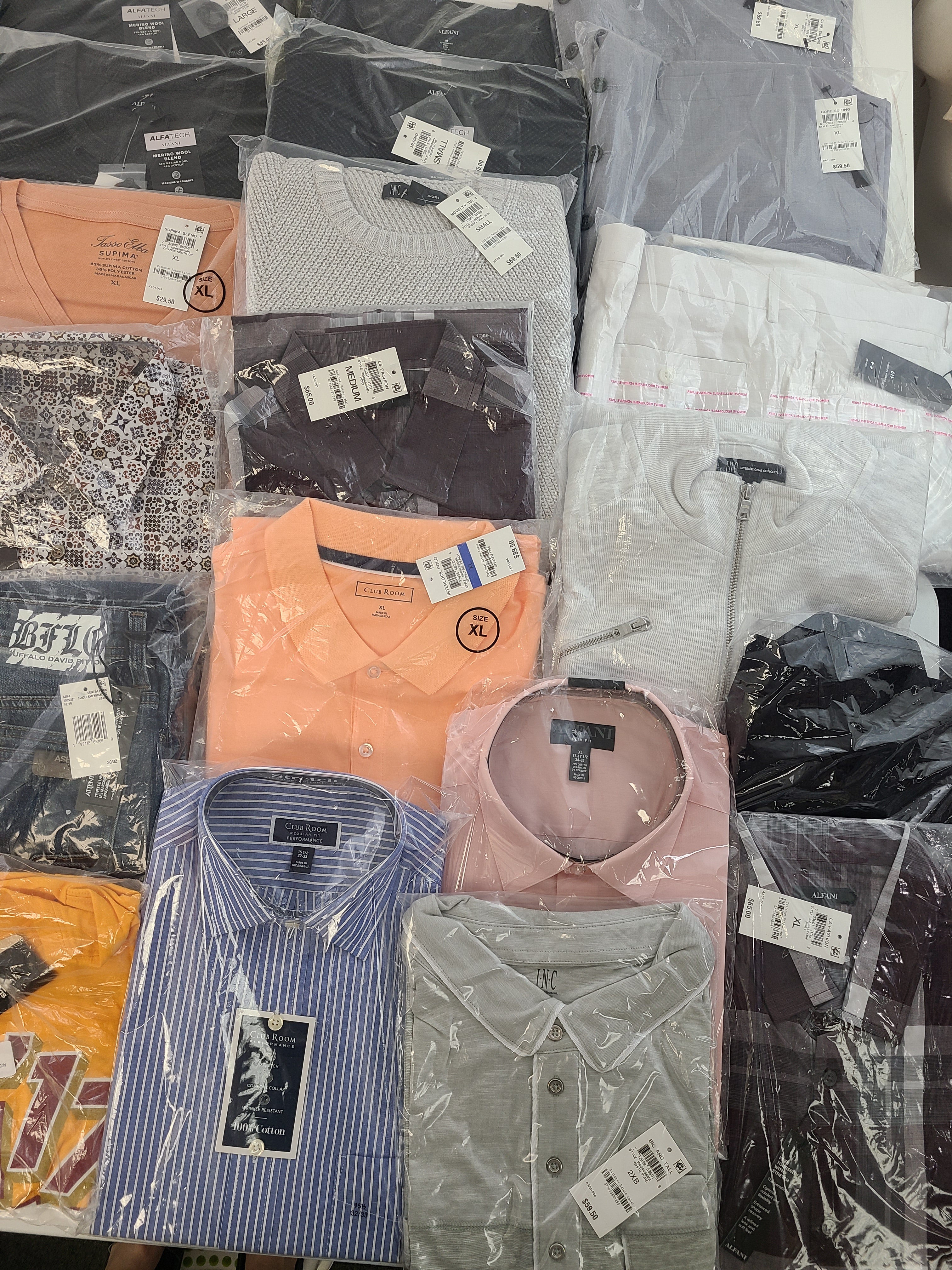Men's Clothing Wholesale Lot CALVIN KLEIN, ADIDAS, BUFFALO JEANS, Tasso Elba, CLUB ROOM, SOCIETY OF THREADS and more, 27 Units, NEW, MSRP $1,534.97