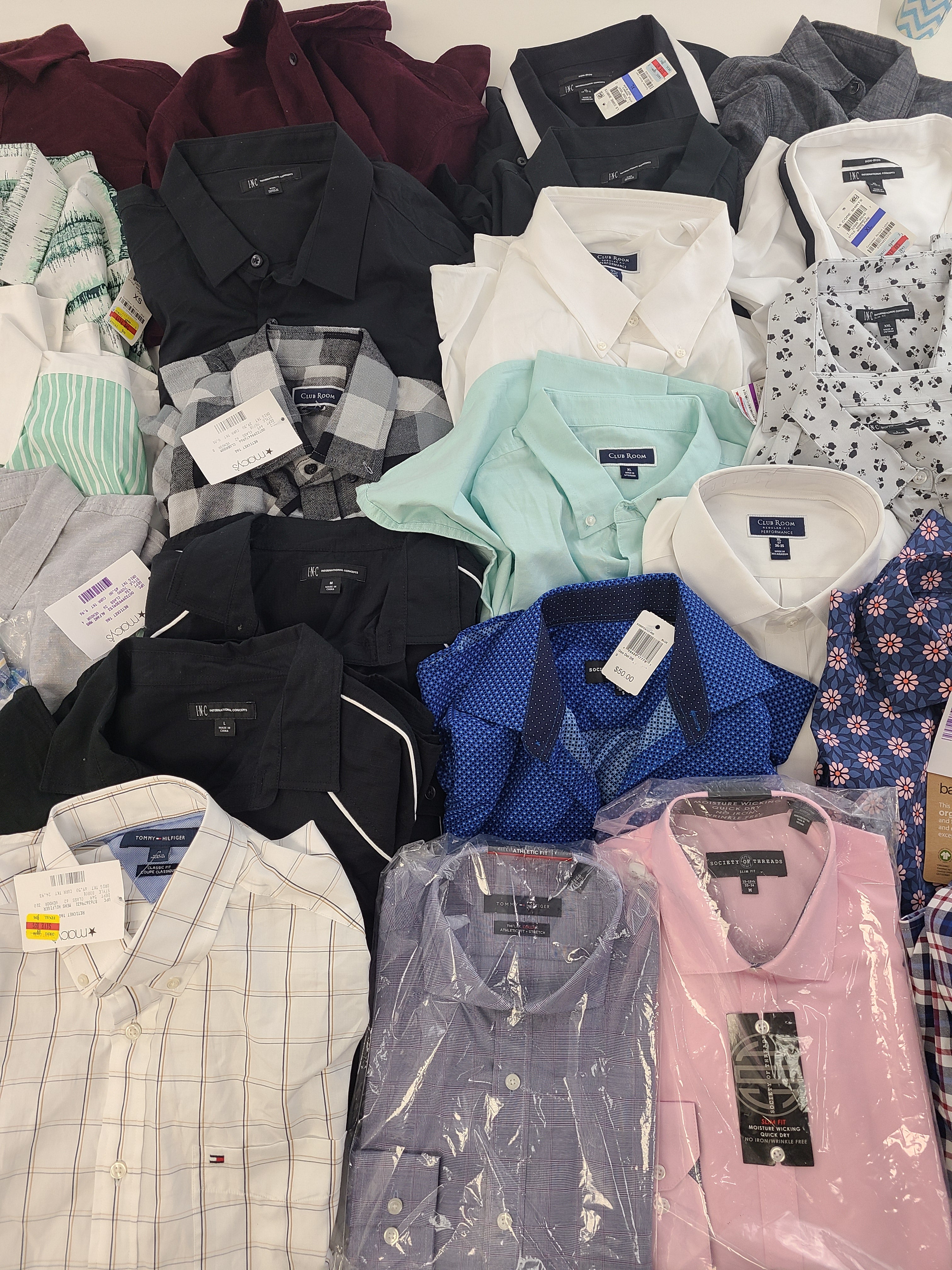 Men's Clothing Wholesale Lot MICHAEL KORS, Tommy Hilfiger, Nautica, Society of Threads, Club Room, Sun+Stone and more 26 Units, Shelf Pulls, MSRP $1,505.50