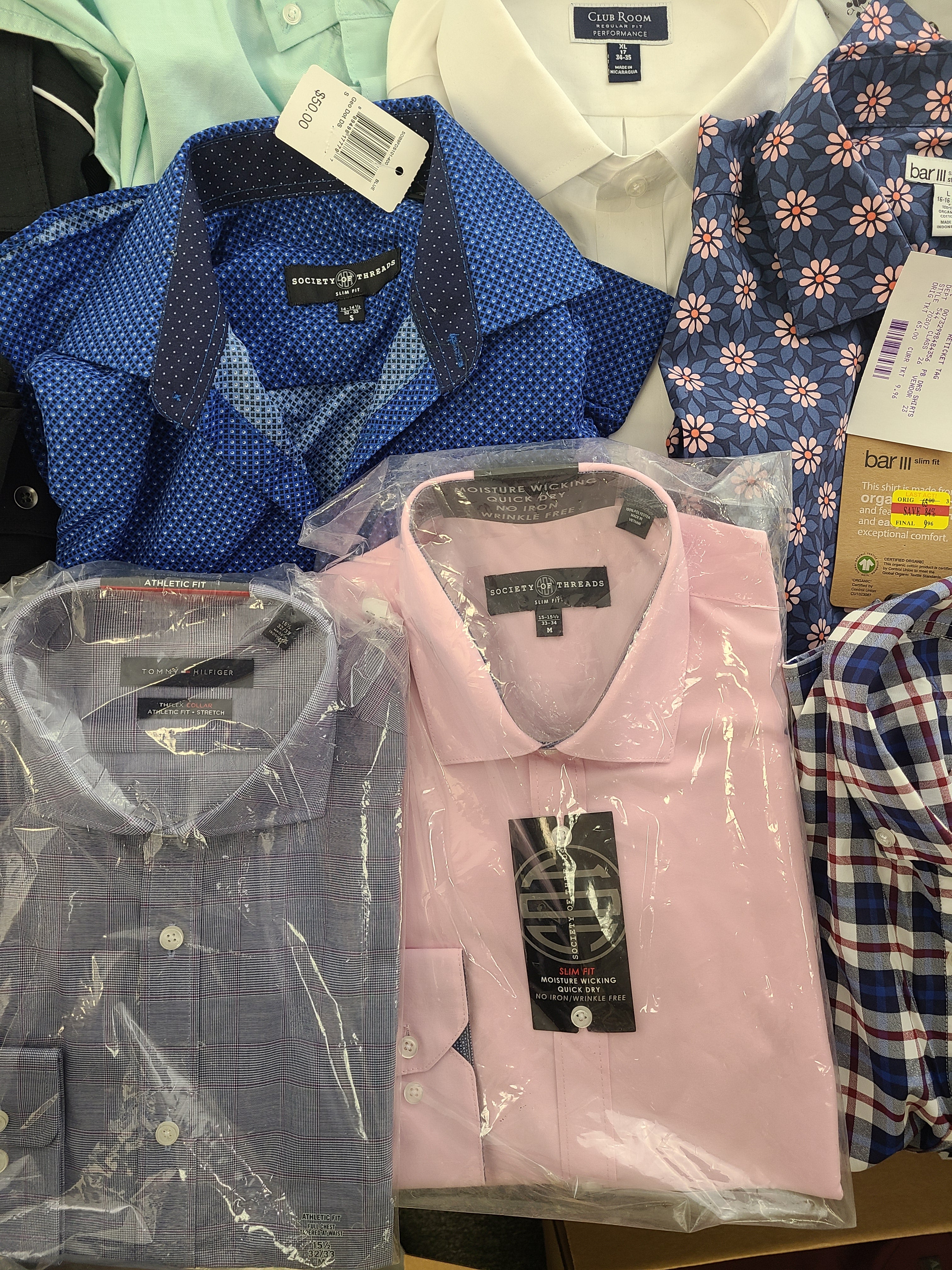 Men's Clothing Wholesale Lot MICHAEL KORS, Tommy Hilfiger, Nautica, Society of Threads, Club Room, Sun+Stone and more 26 Units, Shelf Pulls, MSRP $1,505.50
