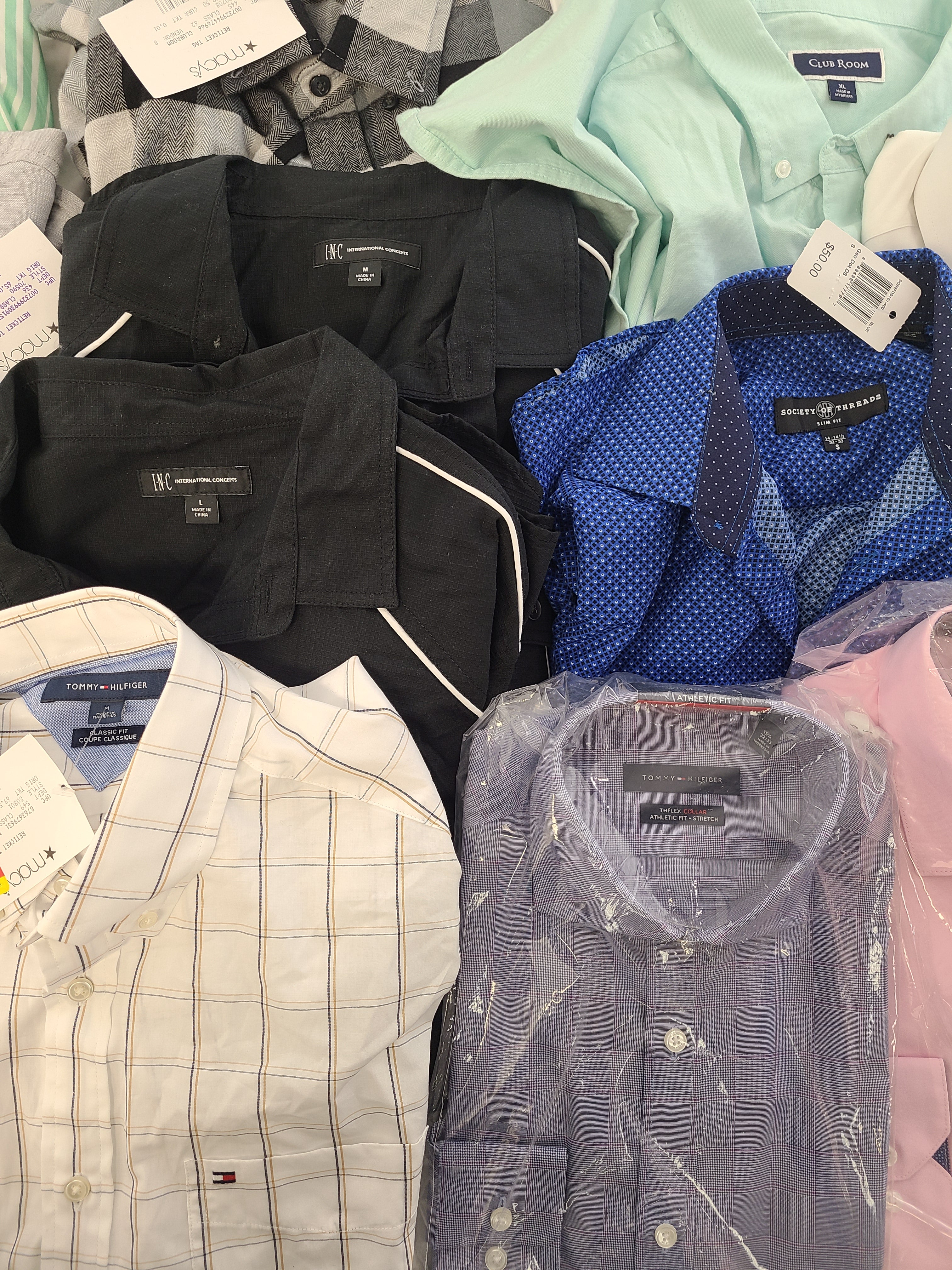 Men's Clothing Wholesale Lot MICHAEL KORS, Tommy Hilfiger, Nautica, Society of Threads, Club Room, Sun+Stone and more 26 Units, Shelf Pulls, MSRP $1,505.50
