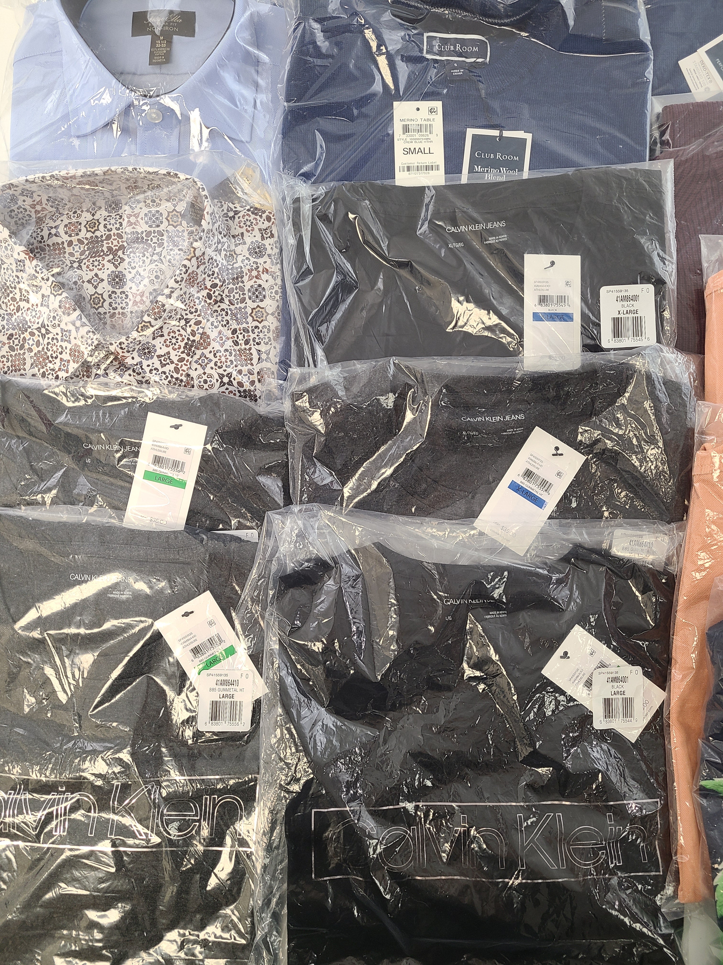 Men's Clothing Wholesale Lot Polo Ralph Lauren, CALVIN KLEIN, Tasso Elba, Club Room and more, 25 Units, New, MSRP $1,512.00