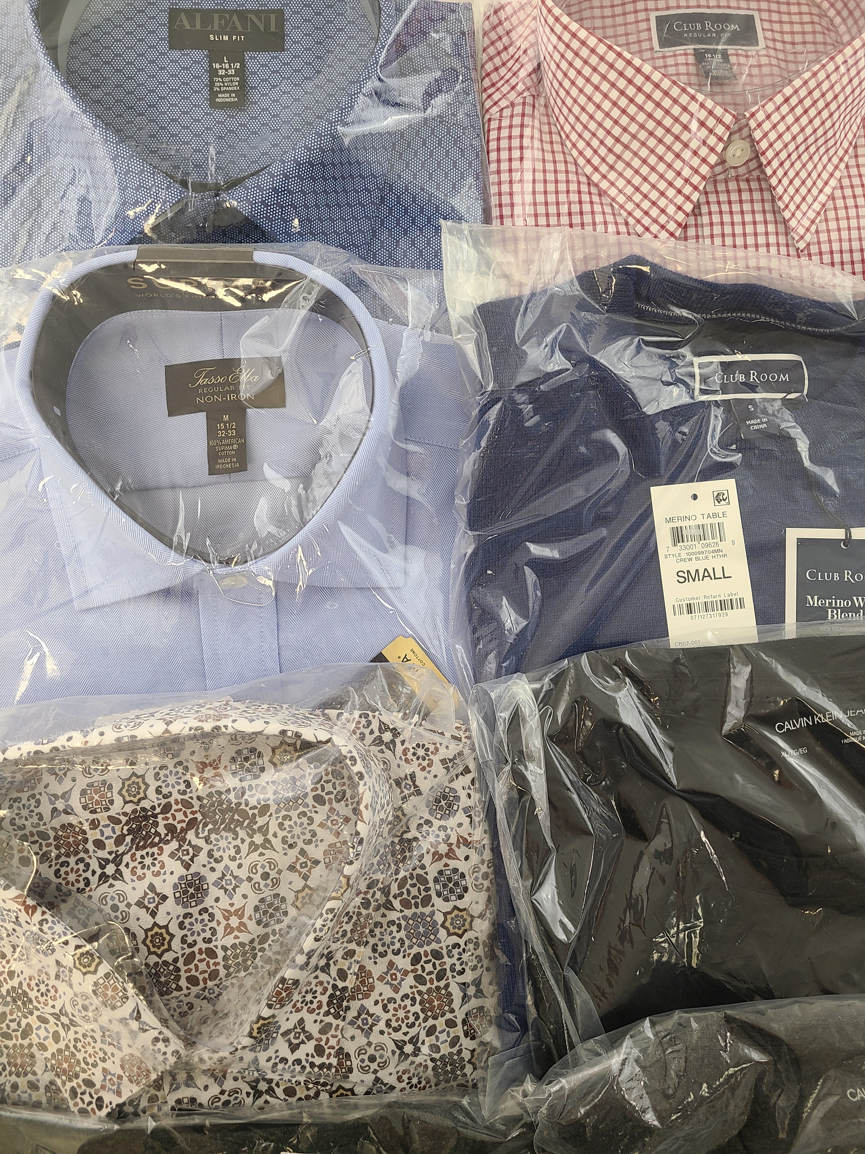 Men's Clothing Wholesale Lot Polo Ralph Lauren, CALVIN KLEIN, Tasso Elba, Club Room and more, 25 Units, New, MSRP $1,512.00