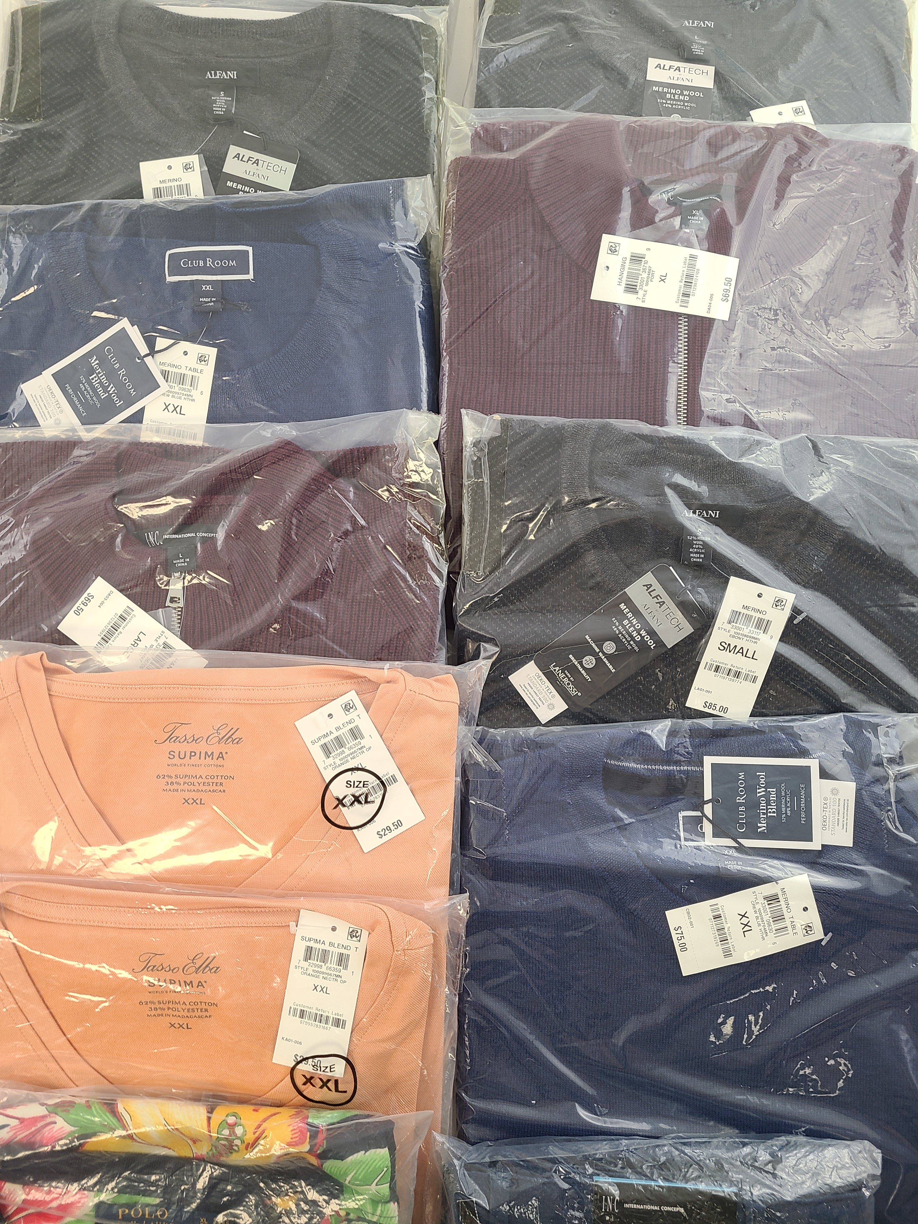 Men's Clothing Wholesale Lot Polo Ralph Lauren, CALVIN KLEIN, Tasso Elba, Club Room and more, 25 Units, New, MSRP $1,512.00