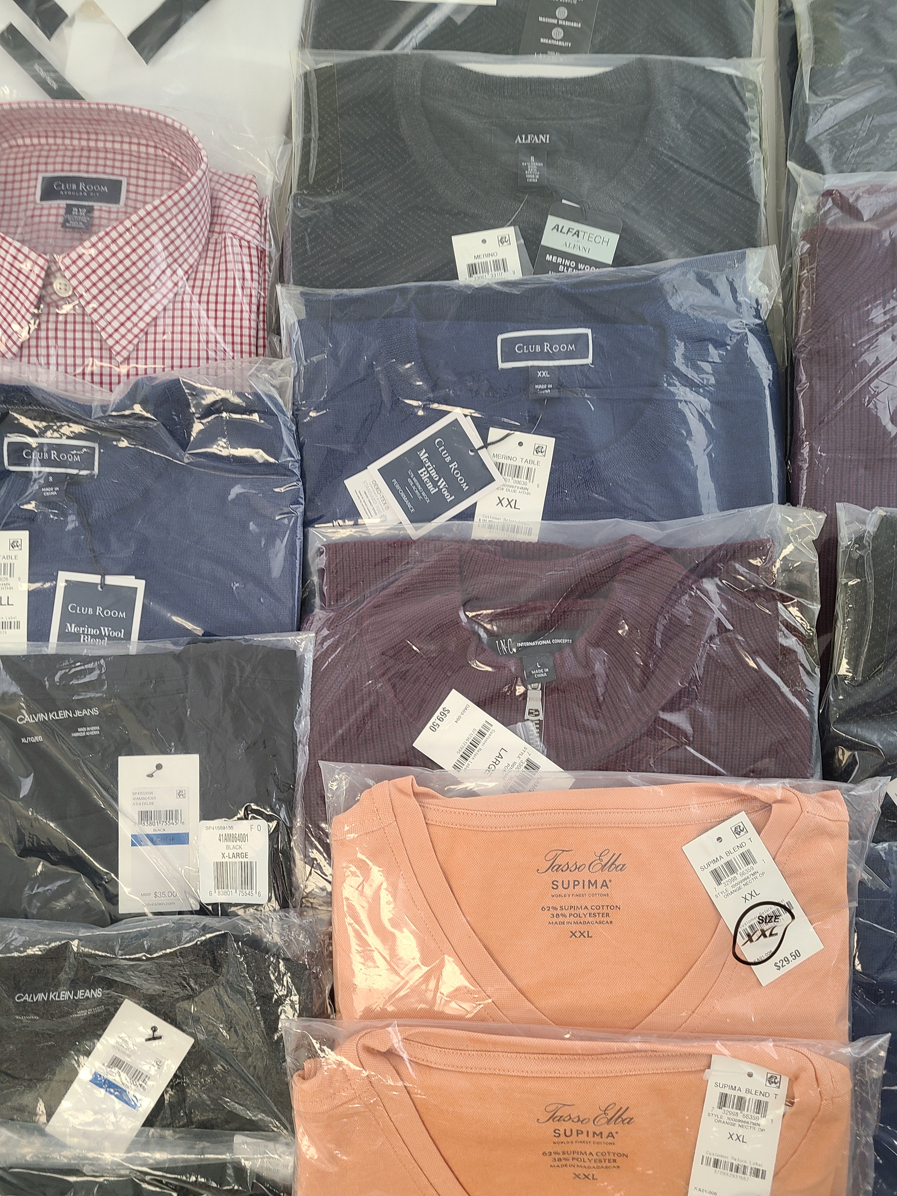 Men's Clothing Wholesale Lot Polo Ralph Lauren, CALVIN KLEIN, Tasso Elba, Club Room and more, 25 Units, New, MSRP $1,512.00