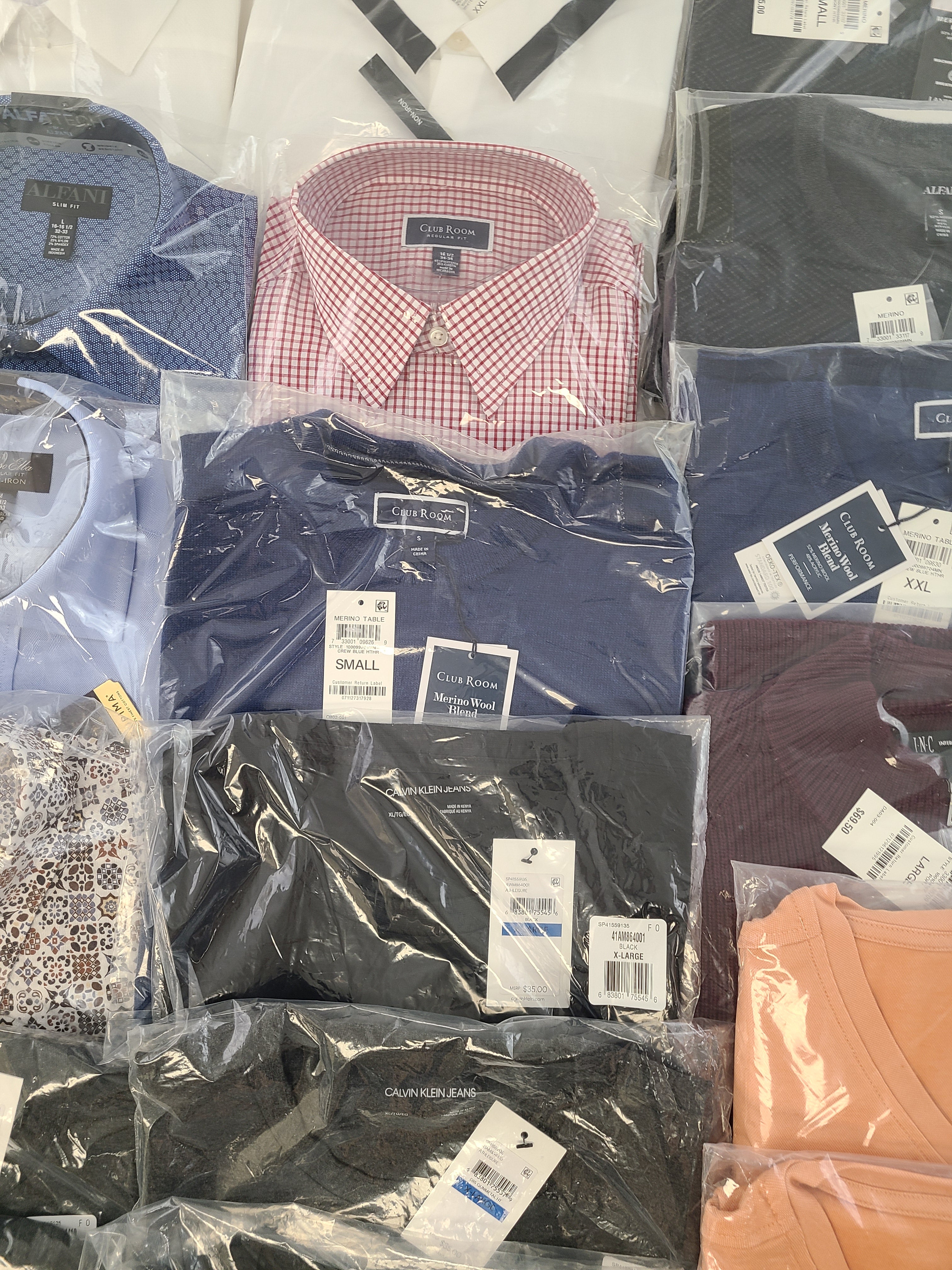 Men's Clothing Wholesale Lot Polo Ralph Lauren, CALVIN KLEIN, Tasso Elba, Club Room and more, 25 Units, New, MSRP $1,512.00