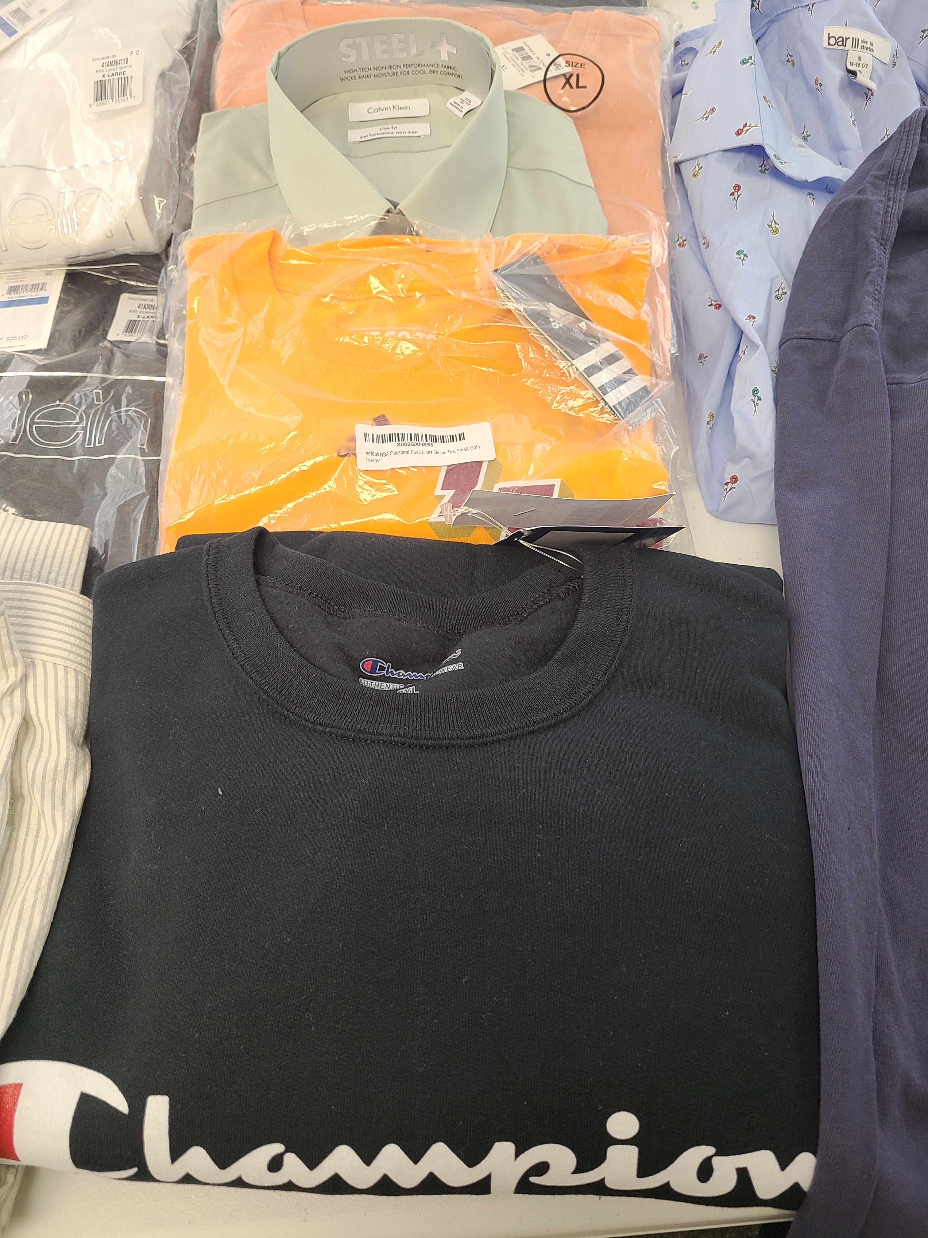 Men's Clothing Wholesale Lot Lauren Ralph Lauren, Adidas, Calvin Klein, Champion, American Apparel and more, 25 Units, Shelf Pulls, MSRP $1,611.48