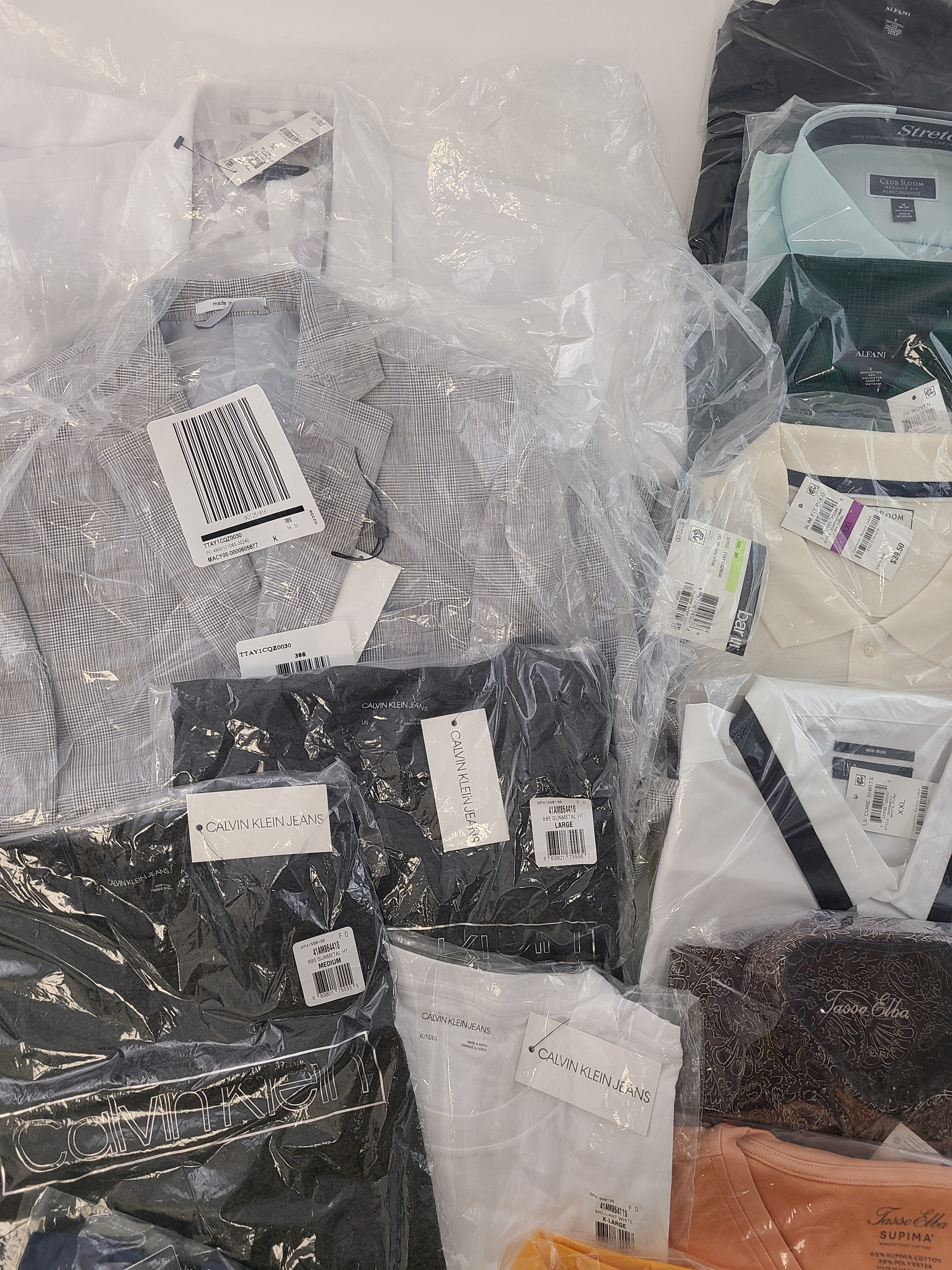 Men's Clothing  Wholesale Lot Polo Ralph Lauren, Calvin Klein, Adidas, Tasso Elba, Club Room, INC, Bar III and more, 25 Units, New, MSRP $1,780.99