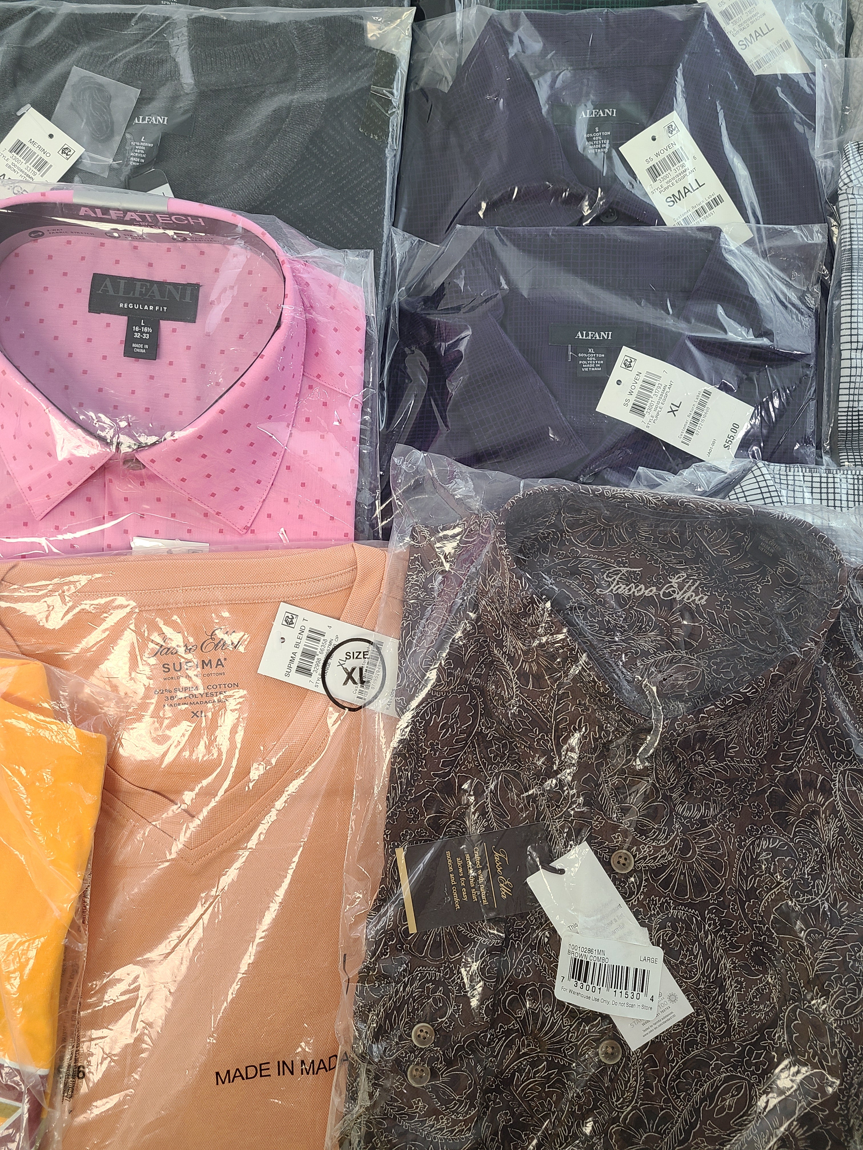 Men's Clothing Wholesale Lot Calvin Klein, Adidas, Tasso Elba, Alfani and more, 25 Units, New, MSRP $1,545.98