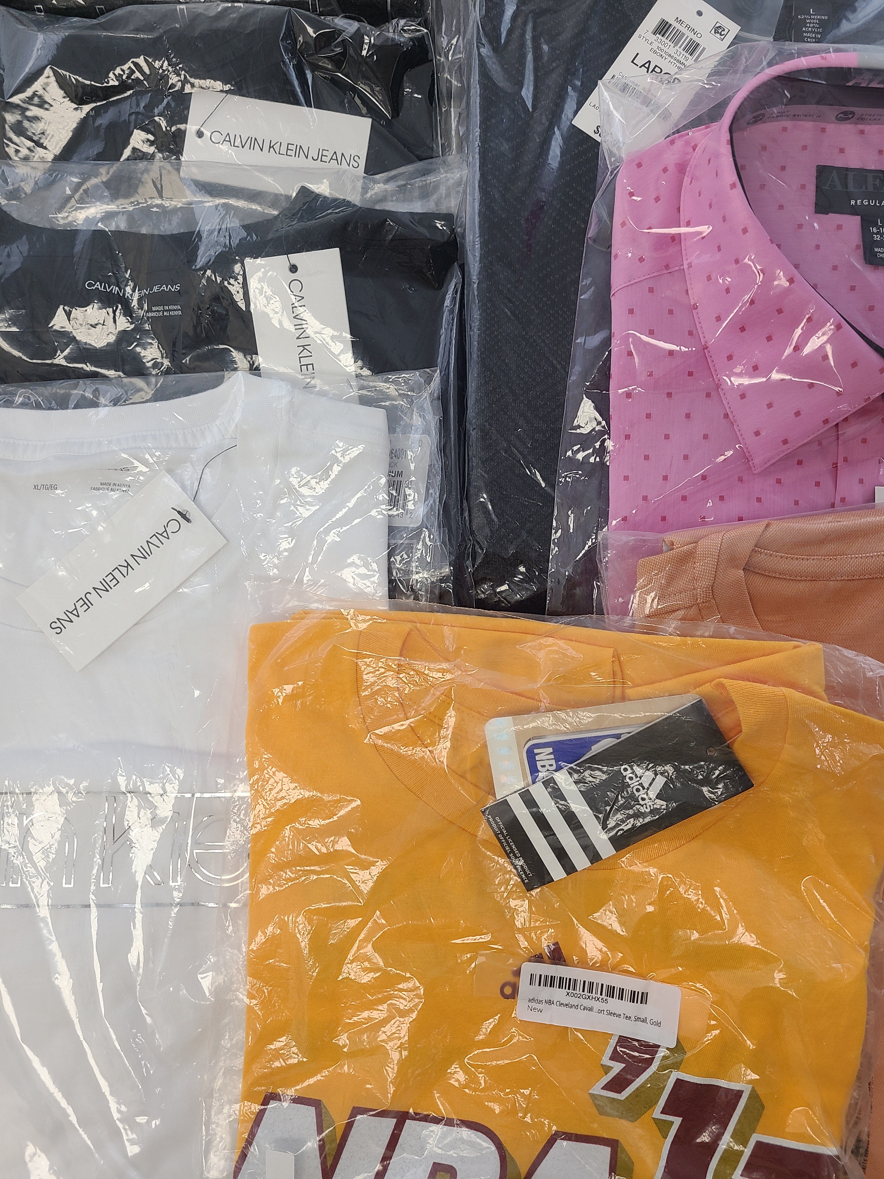 Men's Clothing Wholesale Lot Calvin Klein, Adidas, Tasso Elba, Alfani and more, 25 Units, New, MSRP $1,545.98