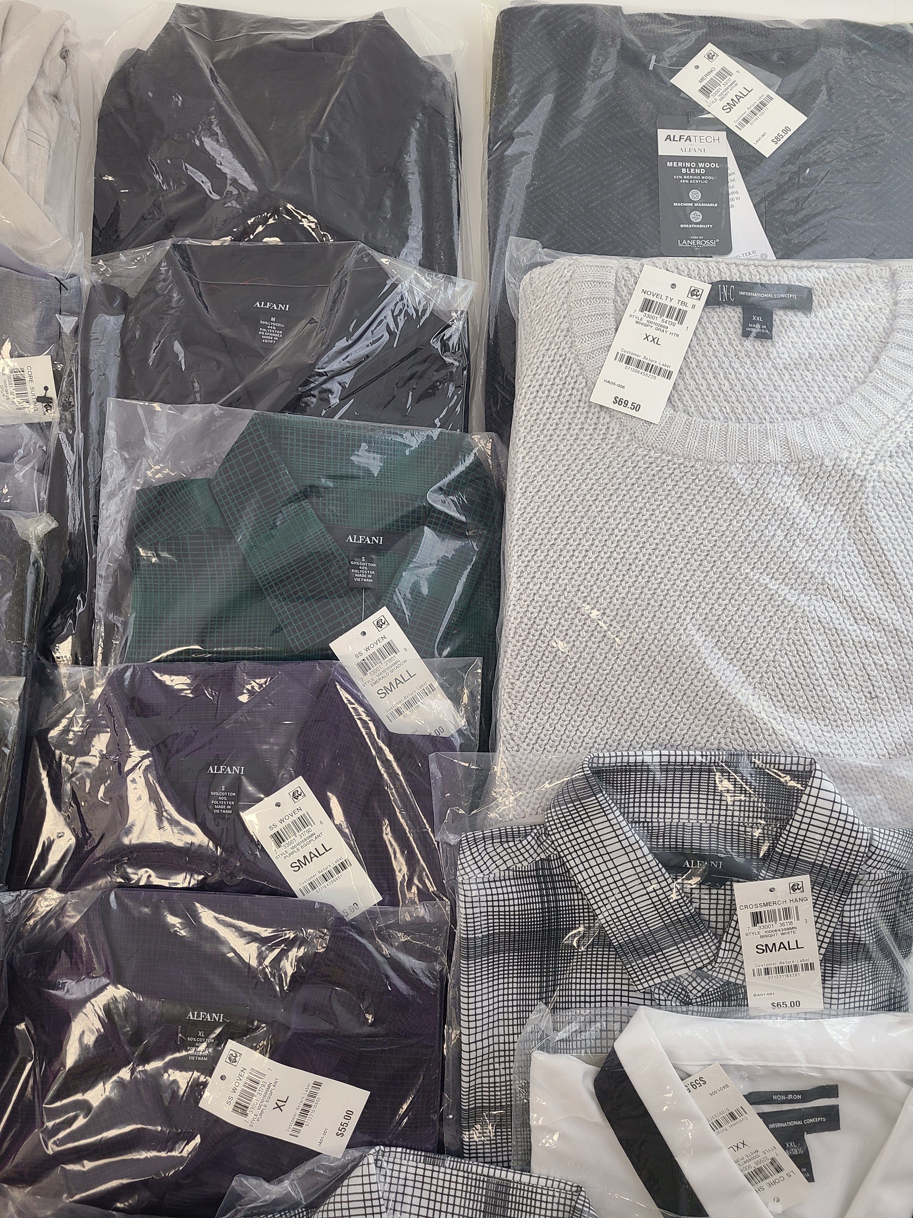 Men's Clothing Wholesale Lot Calvin Klein, Adidas, Tasso Elba, Alfani and more, 25 Units, New, MSRP $1,545.98