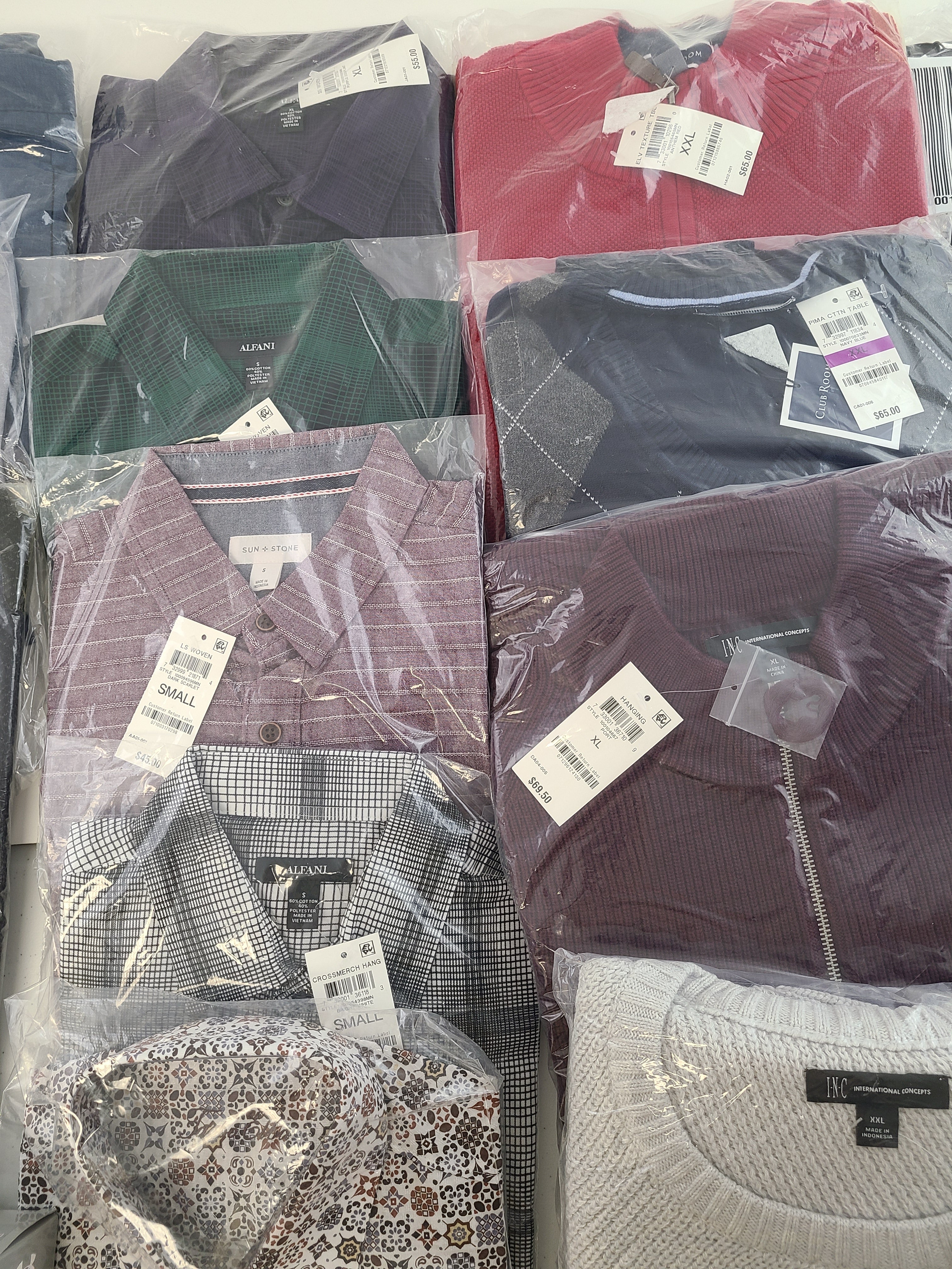 Men's Clothing Wholesale Lot Calvin Klein, Adidas, Under Armour, Tasso Elba, Club Room, Alfani, INC and more, 25 Units, New, MSRP $1,518.99