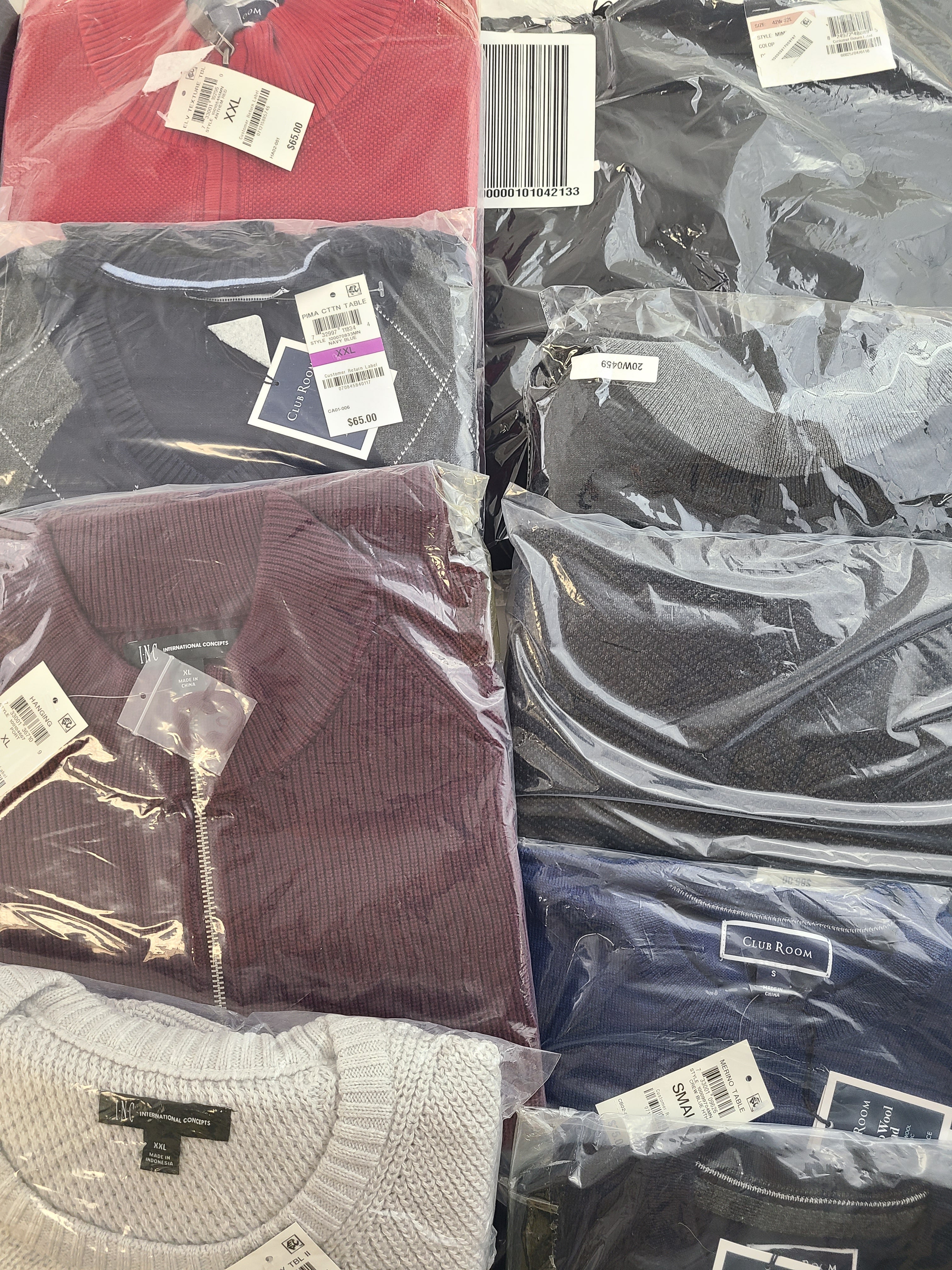 Men's Clothing Wholesale Lot Calvin Klein, Adidas, Under Armour, Tasso Elba, Club Room, Alfani, INC and more, 25 Units, New, MSRP $1,518.99