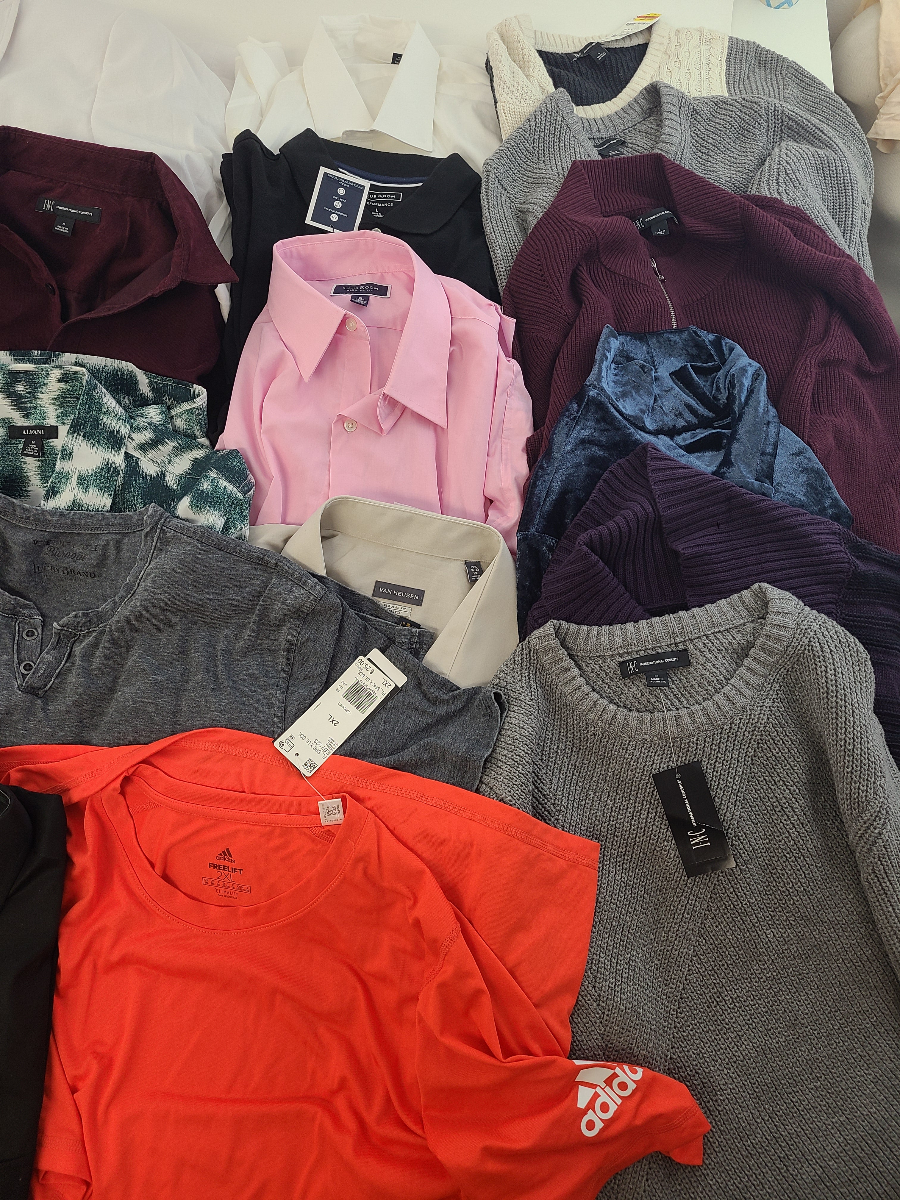 Men's Clothing Wholesale Lot Lauren Ralph Lauren, Calvin Klein, Lucky Brand, Adidas, Tasso Elba, American Apparel, Club Room, INC and more, 25 Units, Shelf Pulls, MSRP $1,801.00