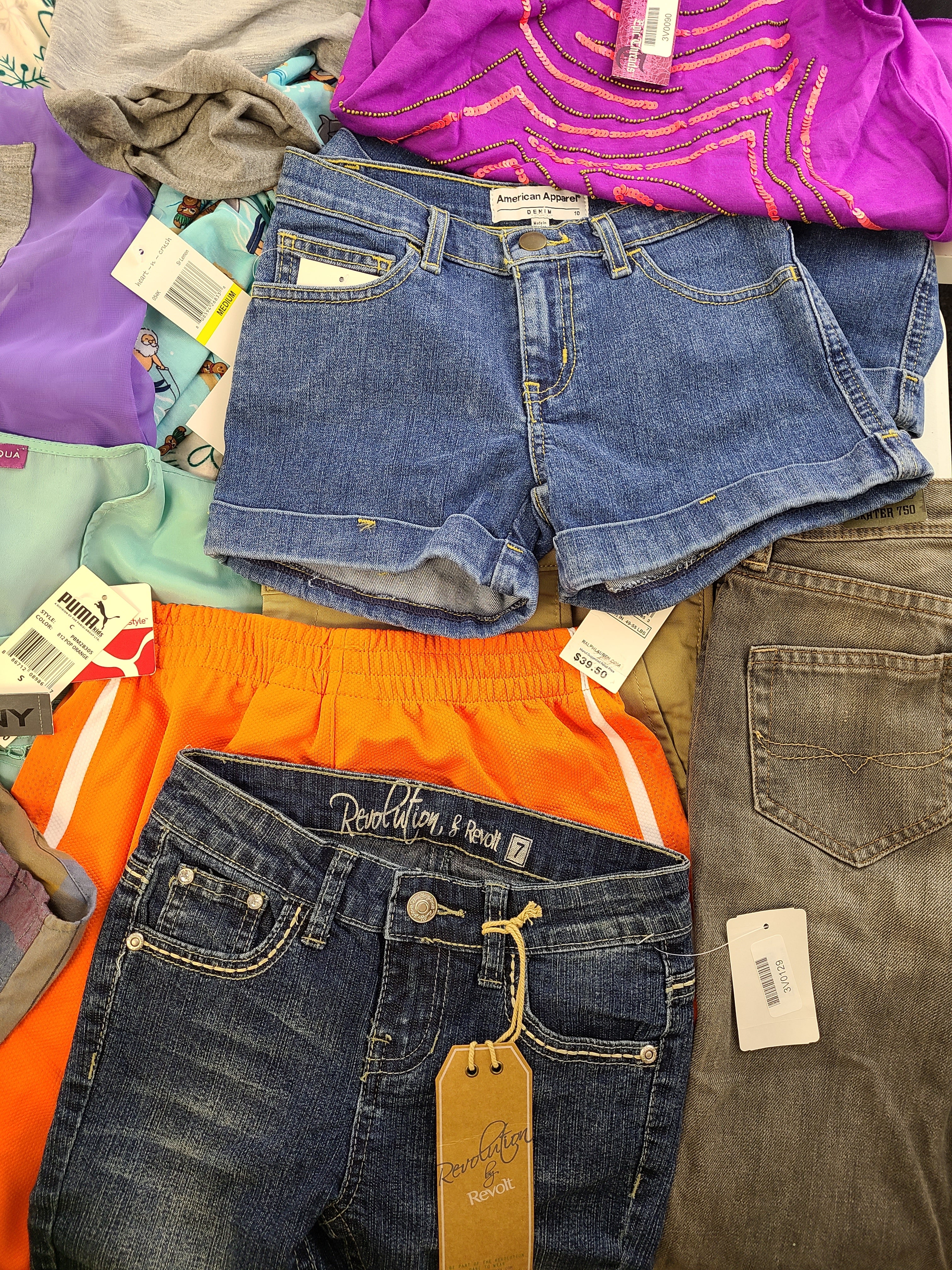 Kid's Clothing Wholesale Lot Polo Ralph Lauren, Lucky Brand, DKNY, Puma, Champion, American Apparel, Angry Birds, Aqua, Jessica Simpson, Tempted and more, 35 Units, Shelf Pulls, MSRP $997.76
