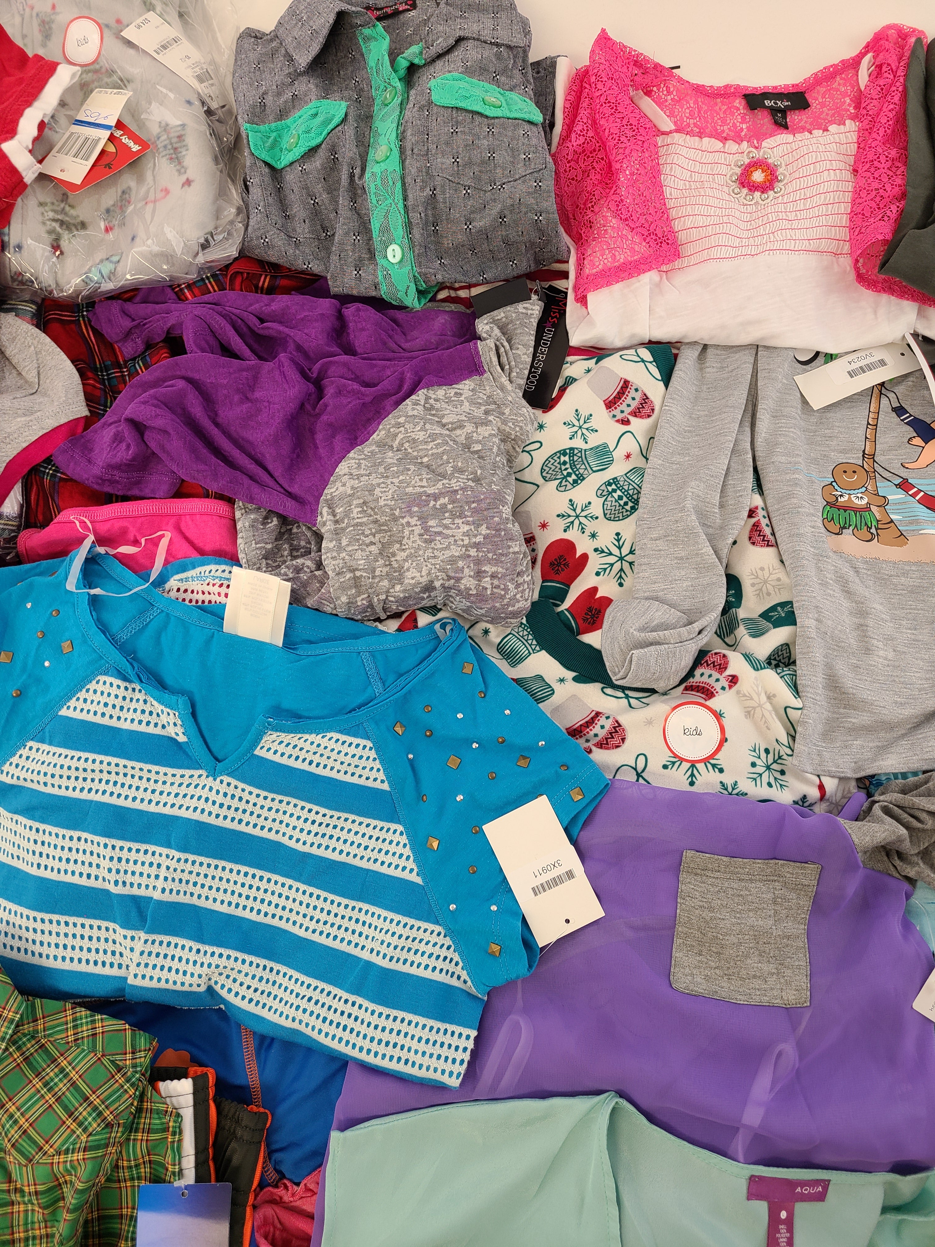 Kid's Clothing Wholesale Lot Polo Ralph Lauren, Lucky Brand, DKNY, Puma, Champion, American Apparel, Angry Birds, Aqua, Jessica Simpson, Tempted and more, 35 Units, Shelf Pulls, MSRP $997.76