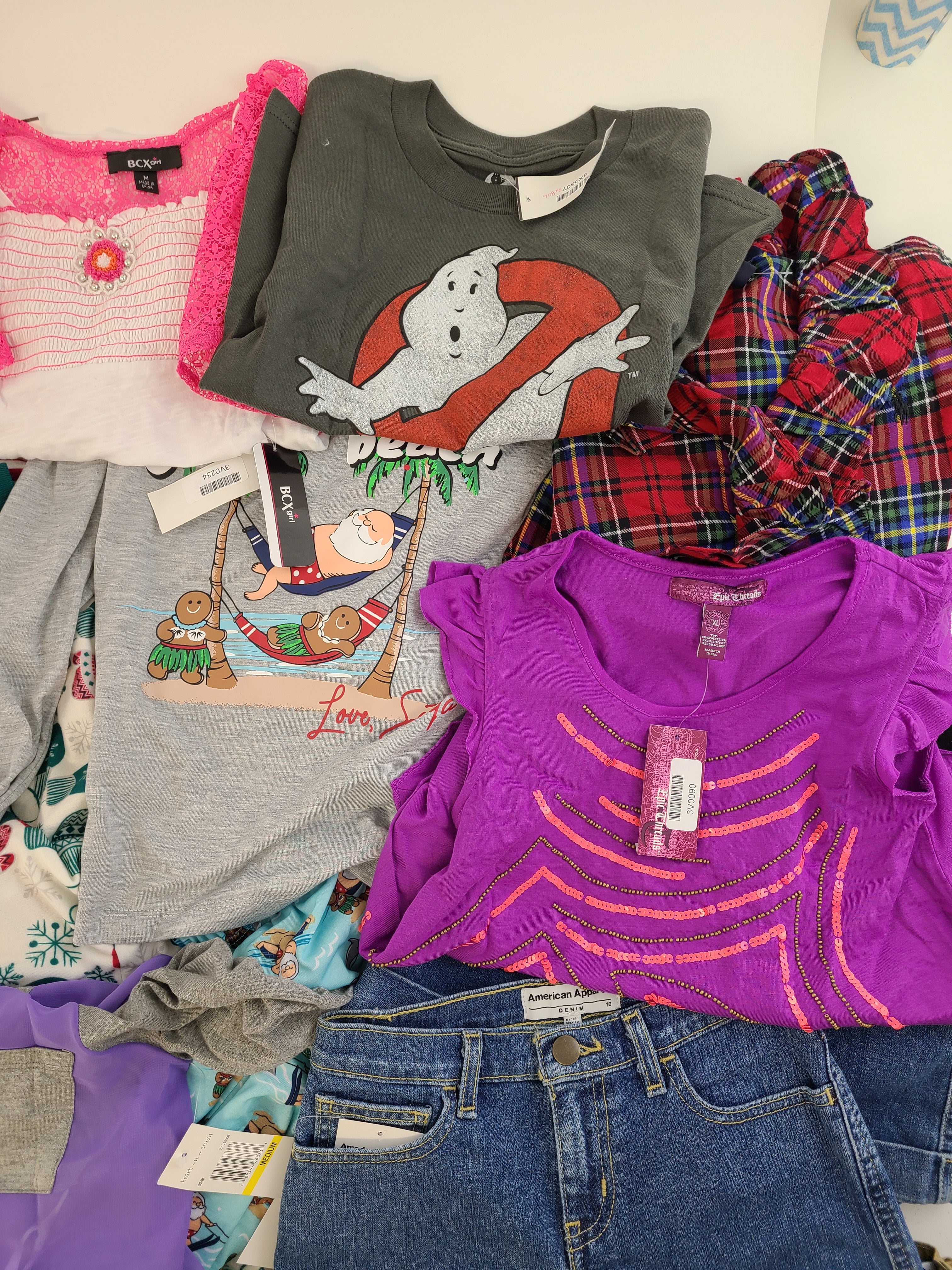 Kid's Clothing Wholesale Lot Polo Ralph Lauren, Lucky Brand, DKNY, Puma, Champion, American Apparel, Angry Birds, Aqua, Jessica Simpson, Tempted and more, 35 Units, Shelf Pulls, MSRP $997.76