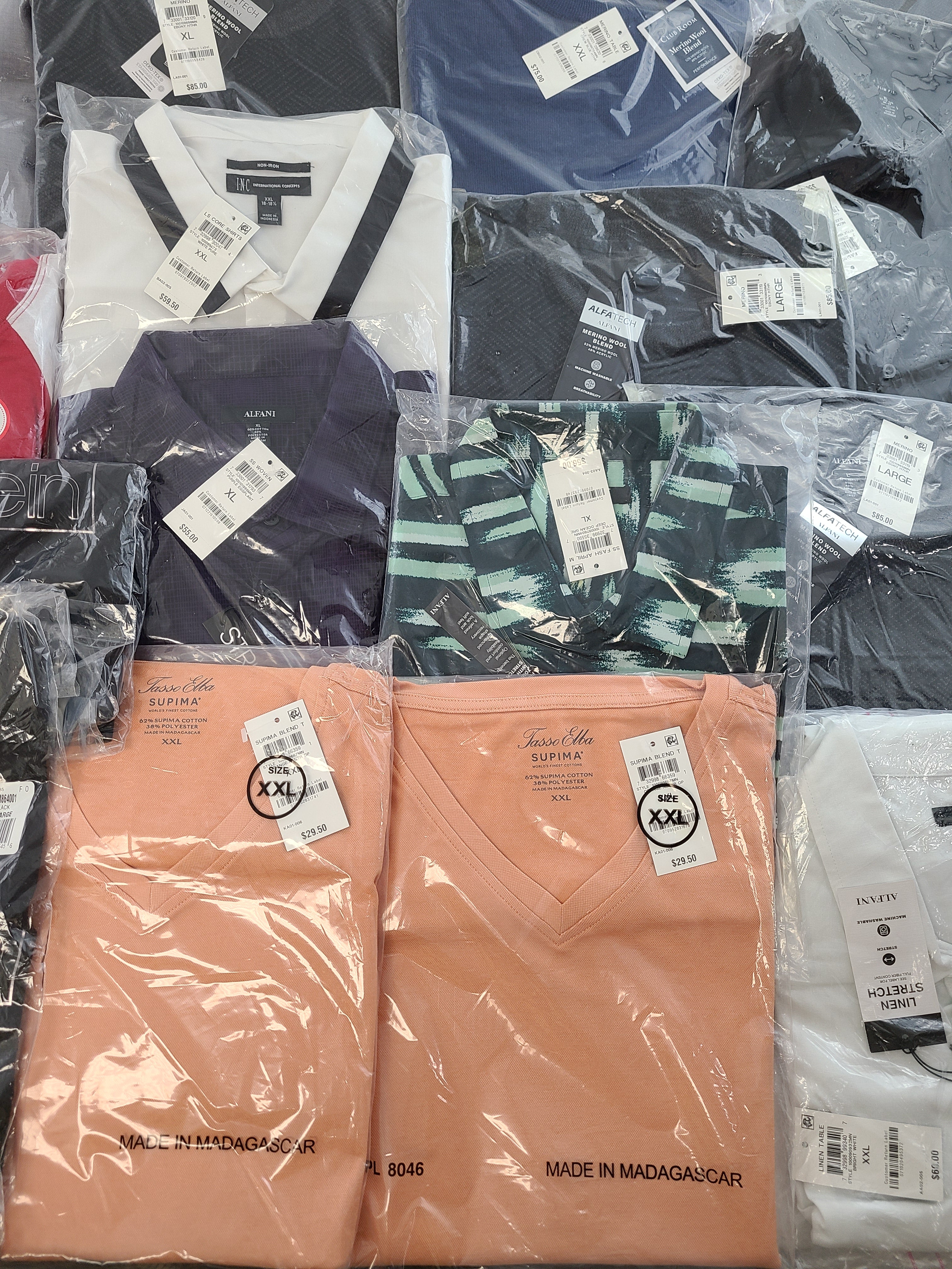 Men's Clothing Wholesale Lot Calvin Klein, Tasso Elba, Club Room, INC, Alfani and more, 25 Units, New, MSRP $1,756.49