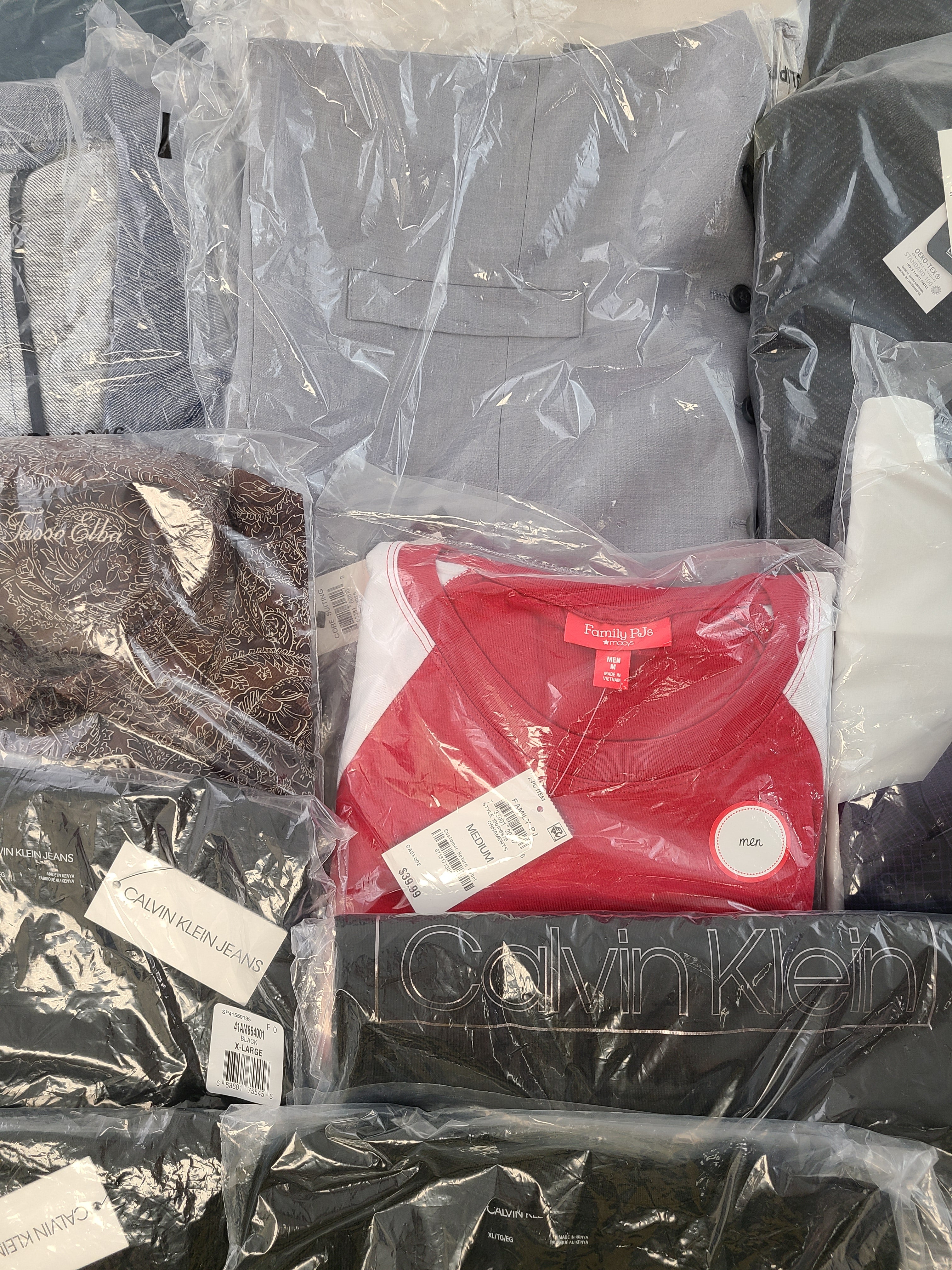 Men's Clothing Wholesale Lot Calvin Klein, Tasso Elba, Club Room, INC, Alfani and more, 25 Units, New, MSRP $1,756.49