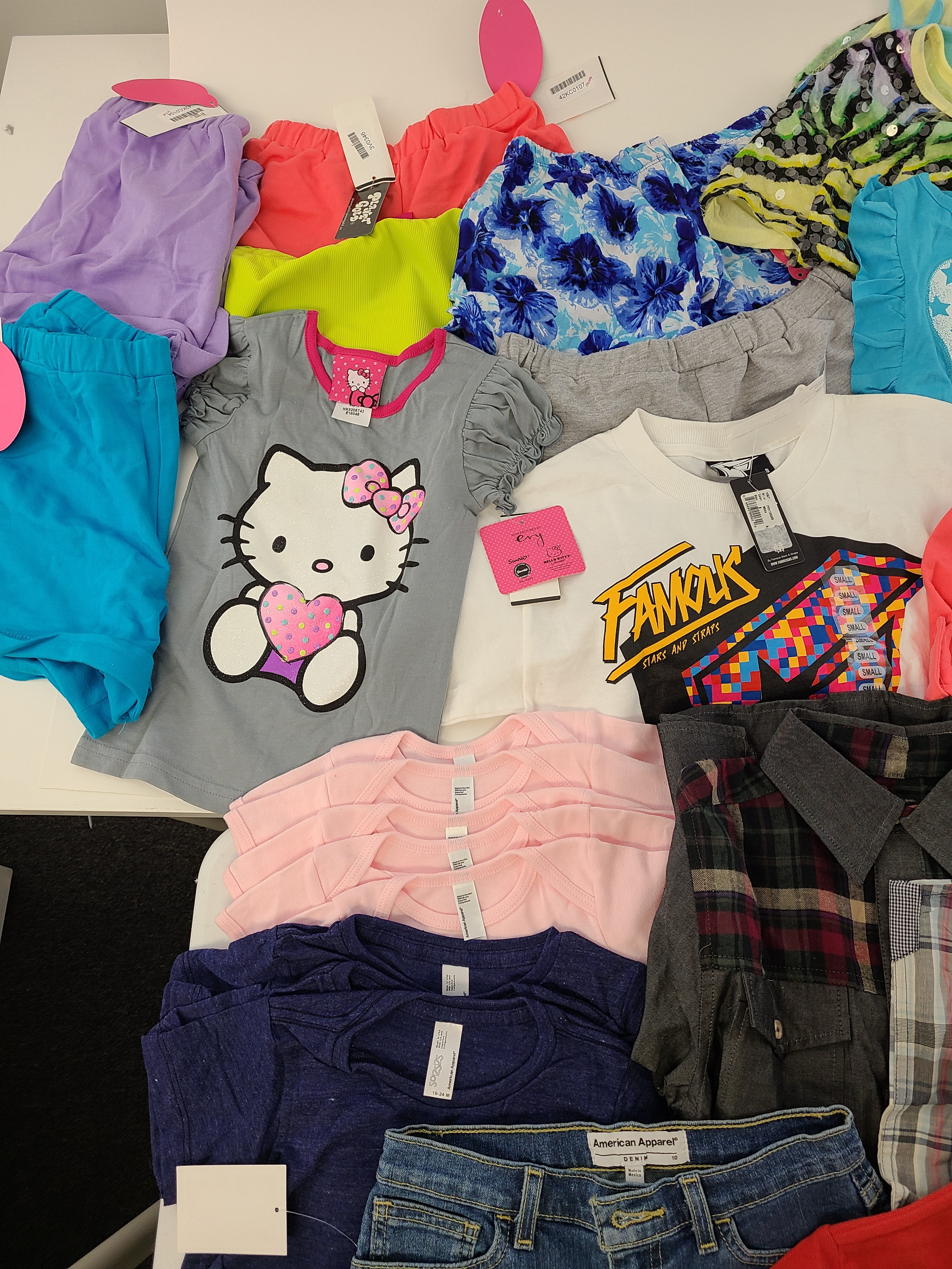 Kid's Clothing Wholesale Lot Polo by Ralph Lauren, Adidas, Levi's, Guess, American Apparel, Aqua, Hello Kitty, Sean John, Splendid, Tempted and more, 38 Units, Shelf Pulls, MSRP $966.82