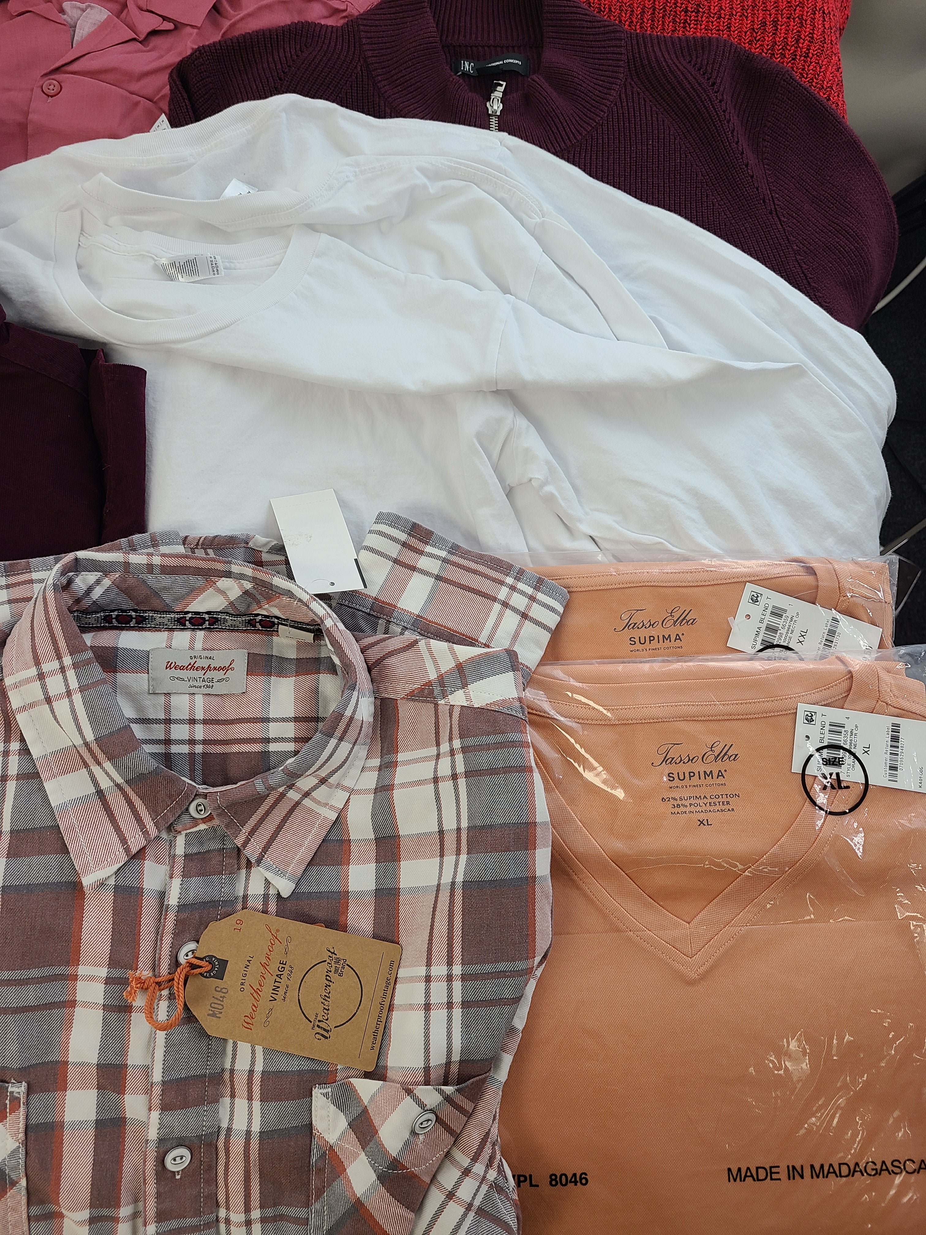 Men's Clothing Wholesale Lot Calvin Klein, Levi's, Adidas, Weatherproof Vintage, Tasso Elba, American Apparel, INC, Alfani and more, 26 Units, Shelf Pulls, MSRP $1,532.97