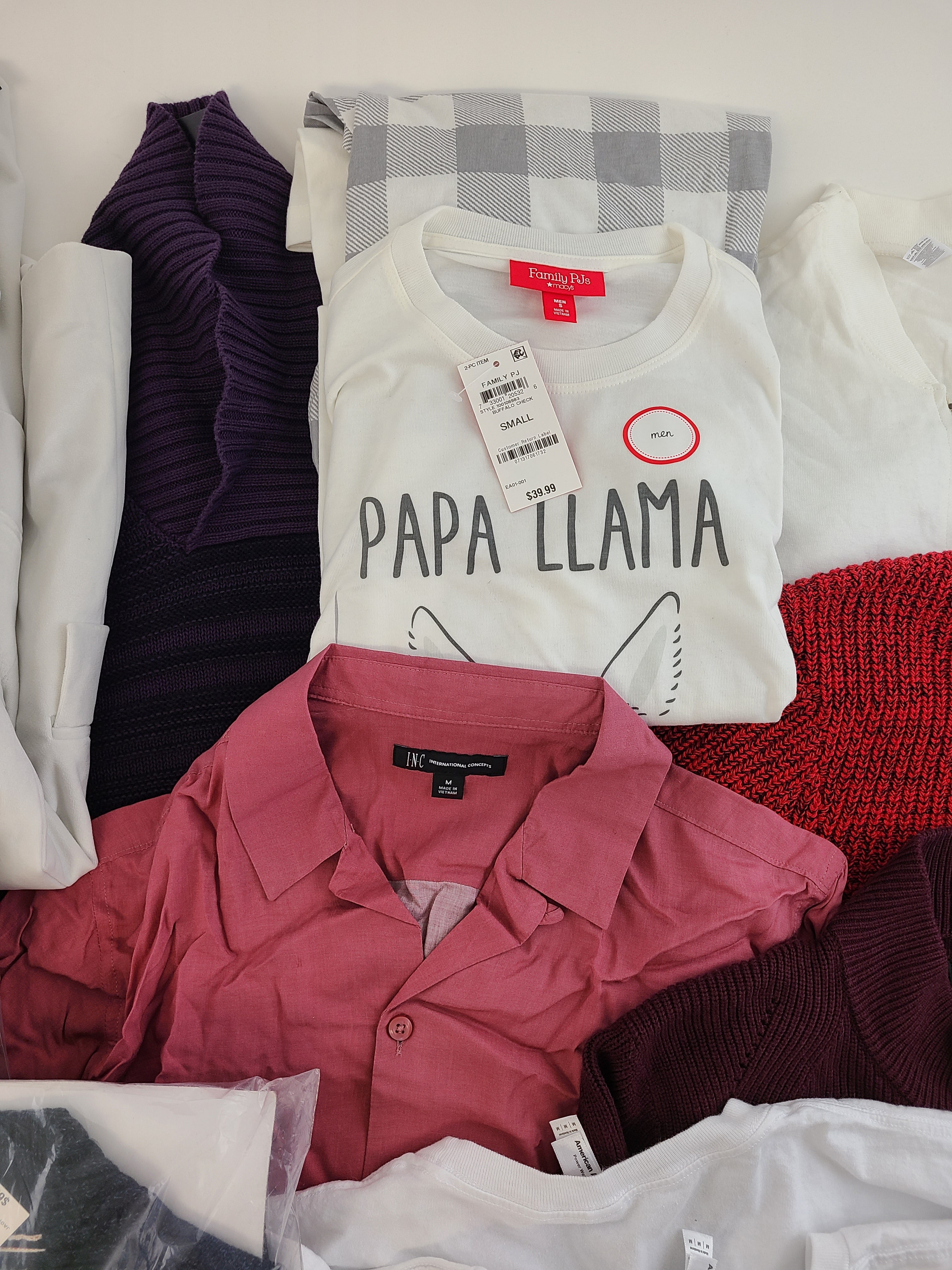 Men's Clothing Wholesale Lot Calvin Klein, Levi's, Adidas, Weatherproof Vintage, Tasso Elba, American Apparel, INC, Alfani and more, 26 Units, Shelf Pulls, MSRP $1,532.97