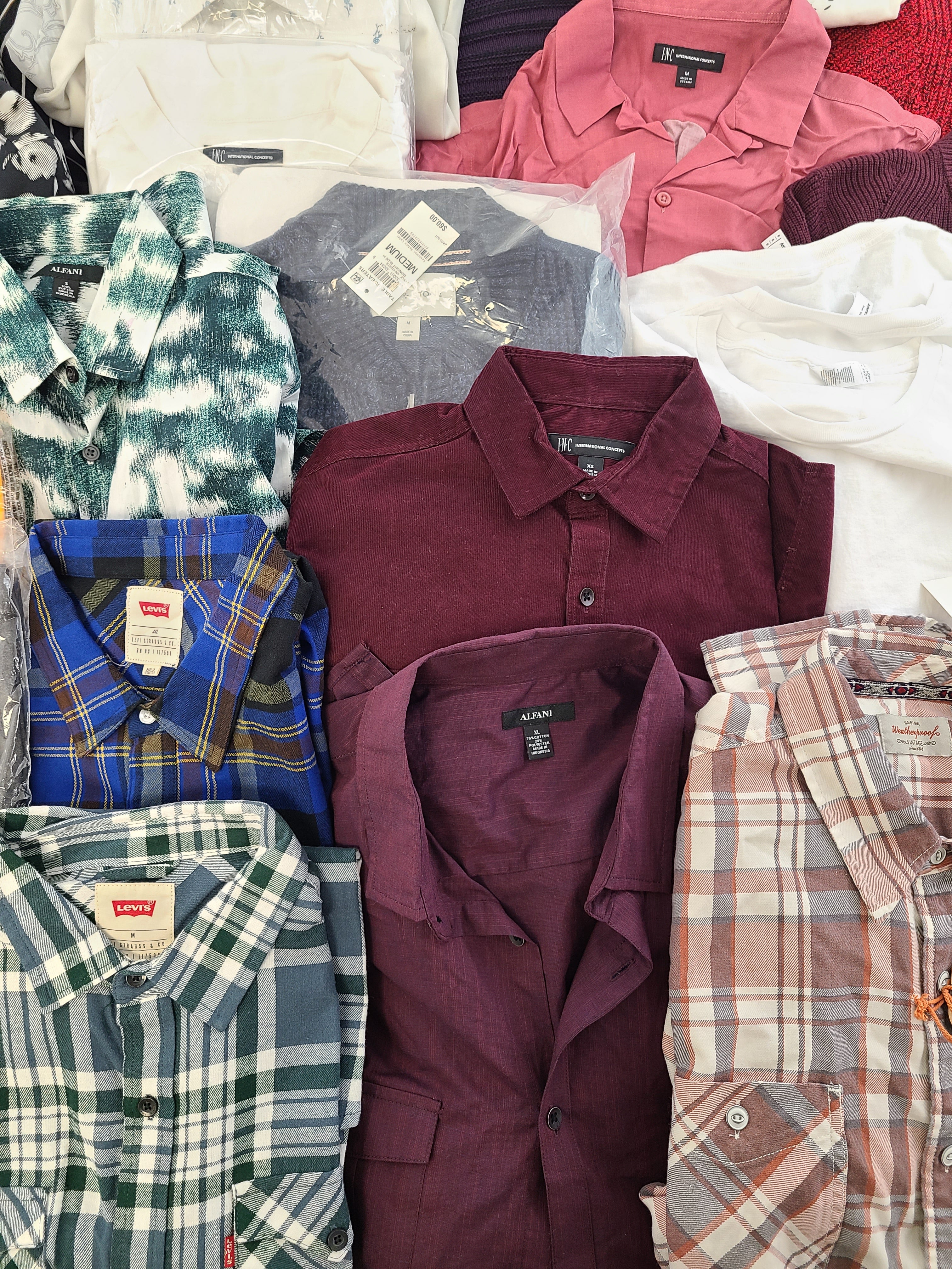 Men's Clothing Wholesale Lot Calvin Klein, Levi's, Adidas, Weatherproof Vintage, Tasso Elba, American Apparel, INC, Alfani and more, 26 Units, Shelf Pulls, MSRP $1,532.97