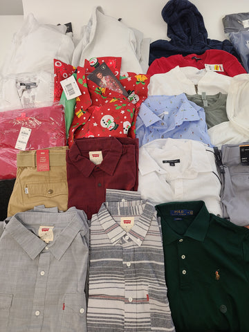 Men's Clothing Wholesale Lot Polo Ralph Lauren, Levi's, Tasso Elba, American Apparel, Club Room, INC, Bar lll, Alfani and more, 25 Units, Shelf Pulls, MSRP $1,615.48