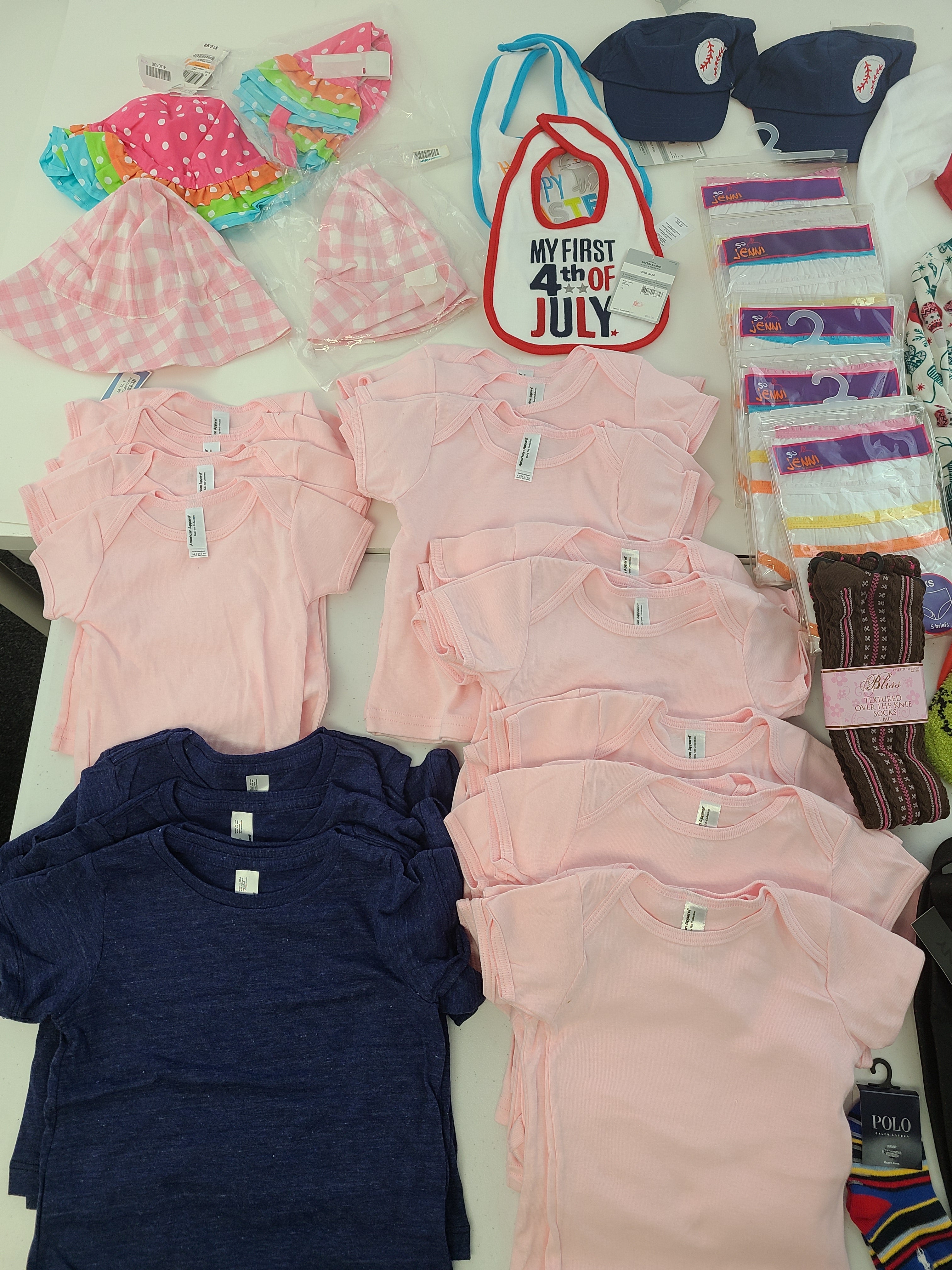 Kid's Clothing & Accessories Wholesale Lot Tommy Hilfiger, DKNY, Polo Ralph Lauren, Jacadi Paris, IKE Behar, Joseph Abboud, American Apparel, Bliss, Carters more, 71 Units, Shelf Pulls, MSRP $1,145.32